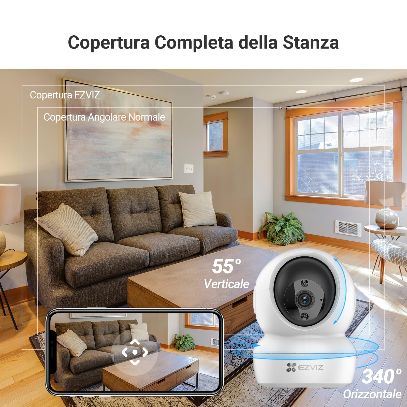 EZVIZ C6N Telecamera Wi-Fi Interno 1080p Pan/Tilt/Zoom Visione Notturna Tracciamento Movimento Audio Bi-direzionale