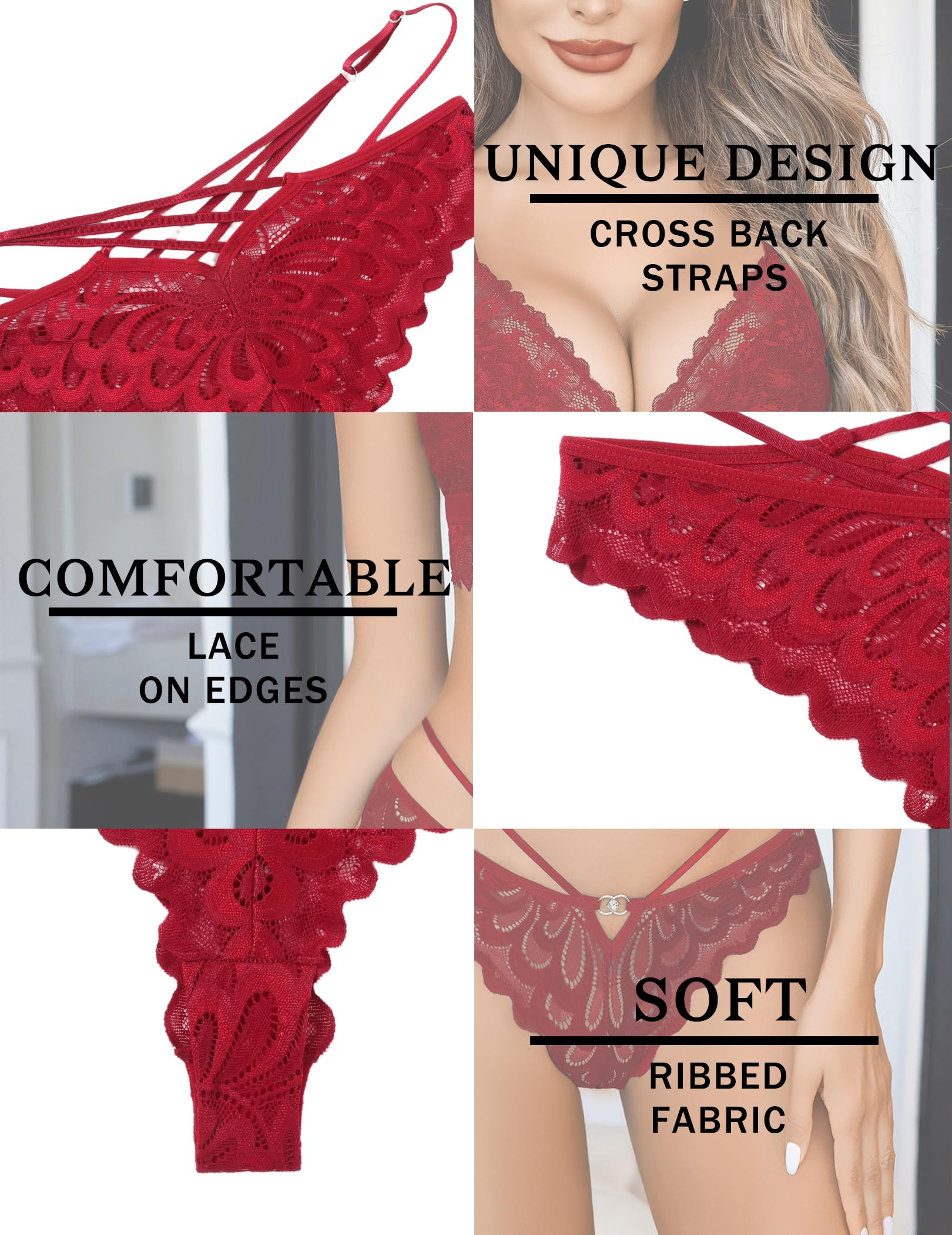 Avidlove Sexy Underwear for Women Lace Bikini Panties Criss Cross Back Underpants