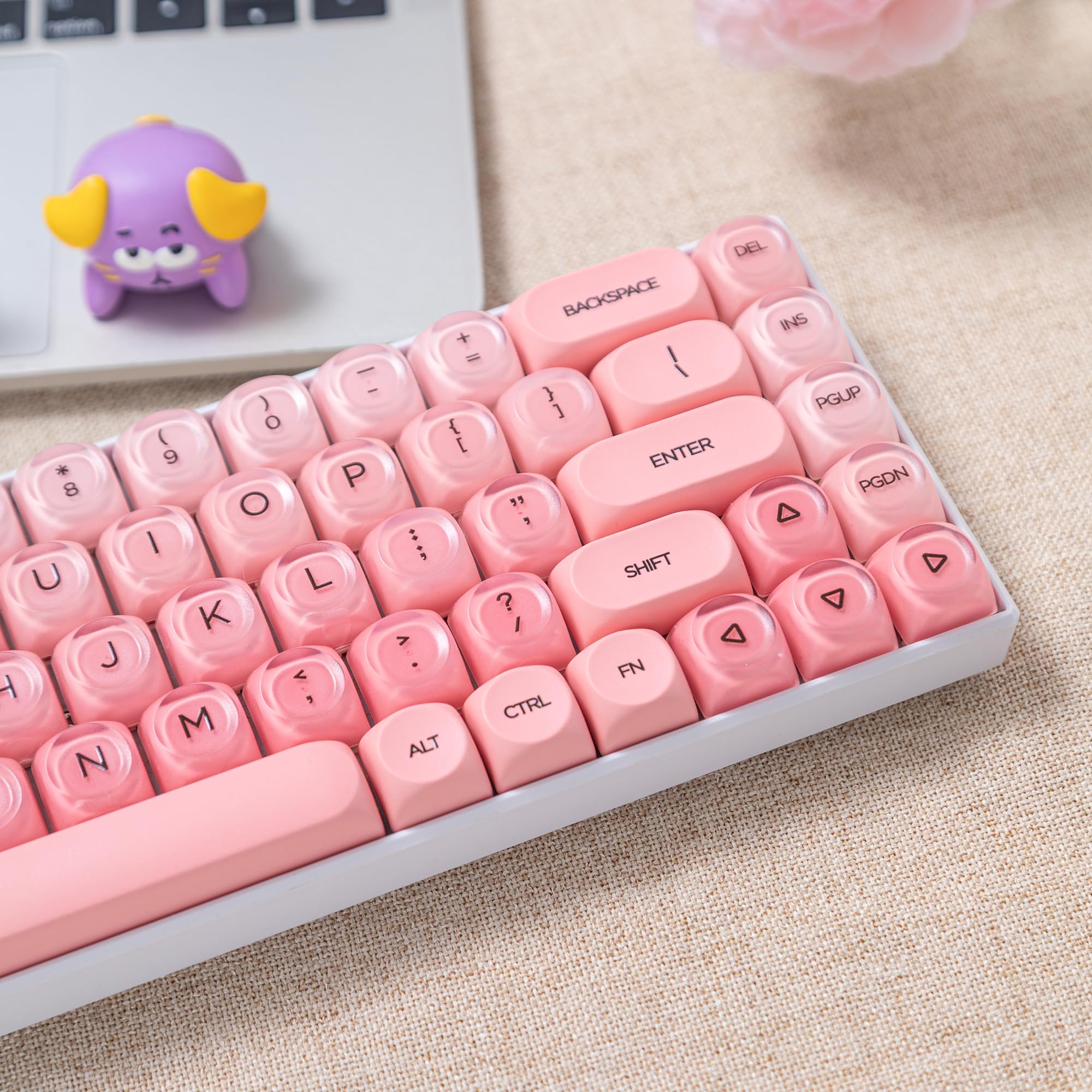 SOLIDEE Set di Keycaps Meccanici PBT da 132 Tasti, Profilo HOA, Keycaps Double Shot Foundation, Keycaps Meccanici Boxed, Compatibile con Tastiere Gaming e DIY con Interruttori MX(Peach Pink)