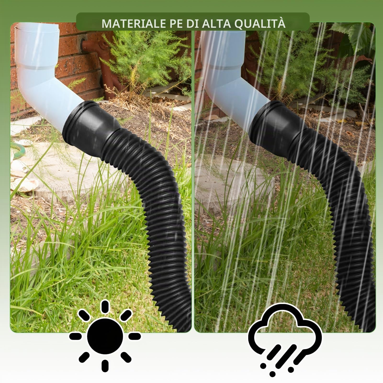 Set di espansione per tubo di scarico, flessibile, rotondo, diametro 80/100 mm, estensione tubo di scarico da 47 a 150 cm