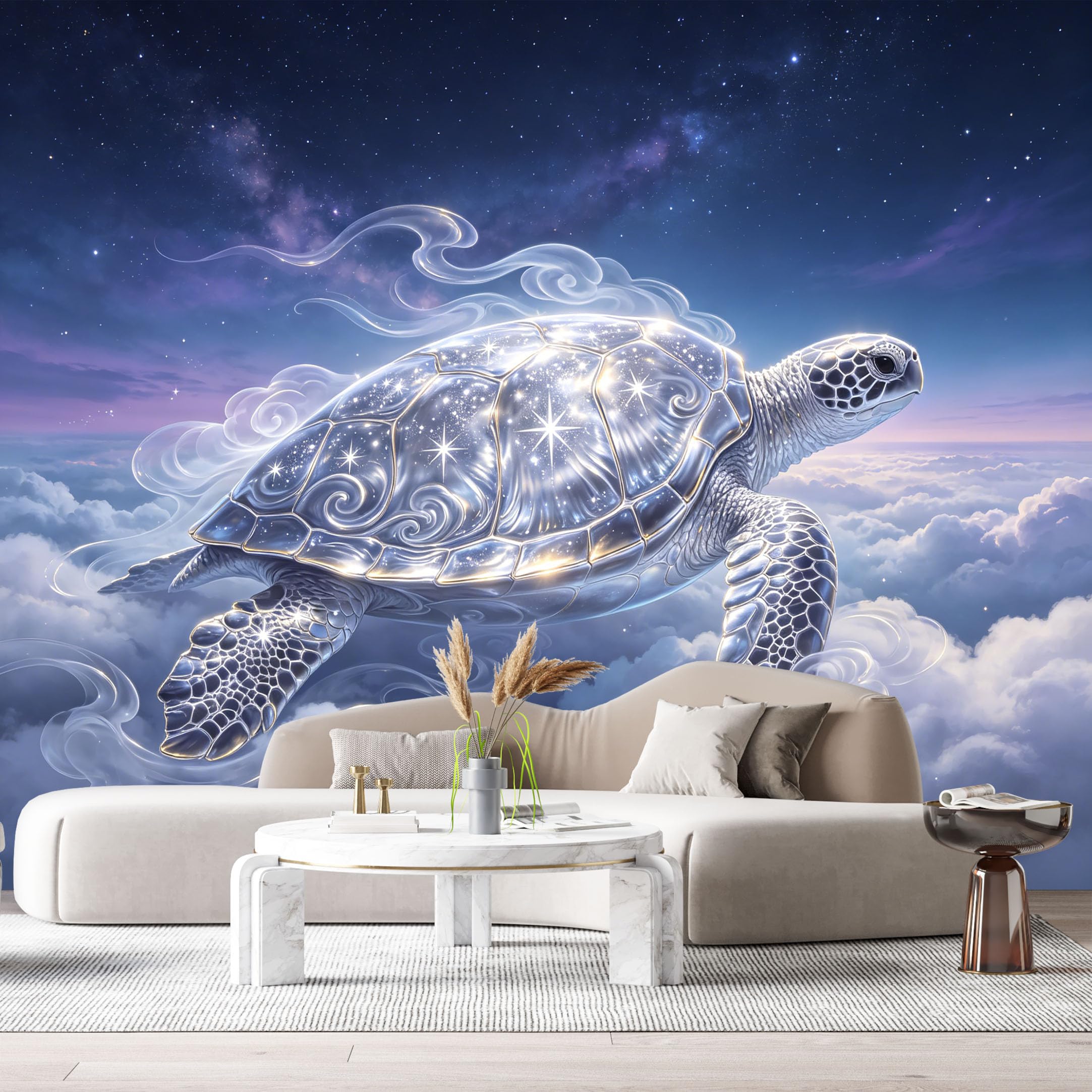 Custom Size Wall Murals Abstract Celestial Turtle Starry Night Sky Clouds SelfAdhesive Wall Fabric Removable Large Wallpaper for Photo Living Room