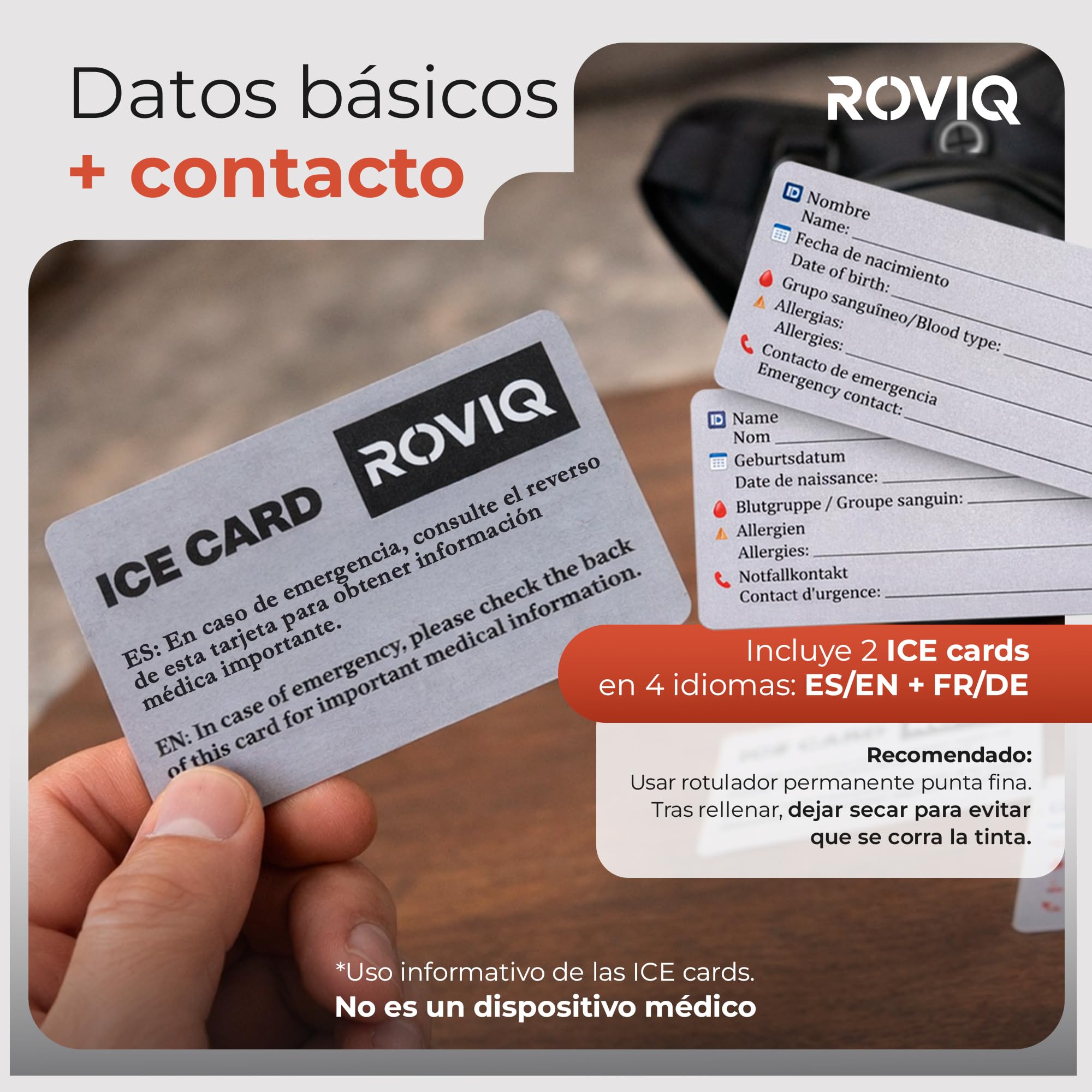 ROVIQ Pernera Moto Unisex, Bolsa Pierna Moto expandible 10-16 cm con 2 Compartimentos, Frontal EVA/PU semirrígido, Bolsillo Ice Card, 2 Ice Cards y mosquetón - Accesorios Moto — view 7