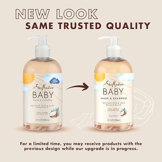SheaMoisture Baby Wash and Shampoo 100% Virgin Coconut Oil for Baby Skin Cruelty Free Skin Care 13 oz