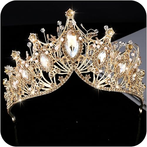 Vista 26 de COCIDE Corona de plata para mujer, corona barroca de reina y tiara para mujer, diadema de cristal, corona de sirena, tiaras de princesa, accesorios