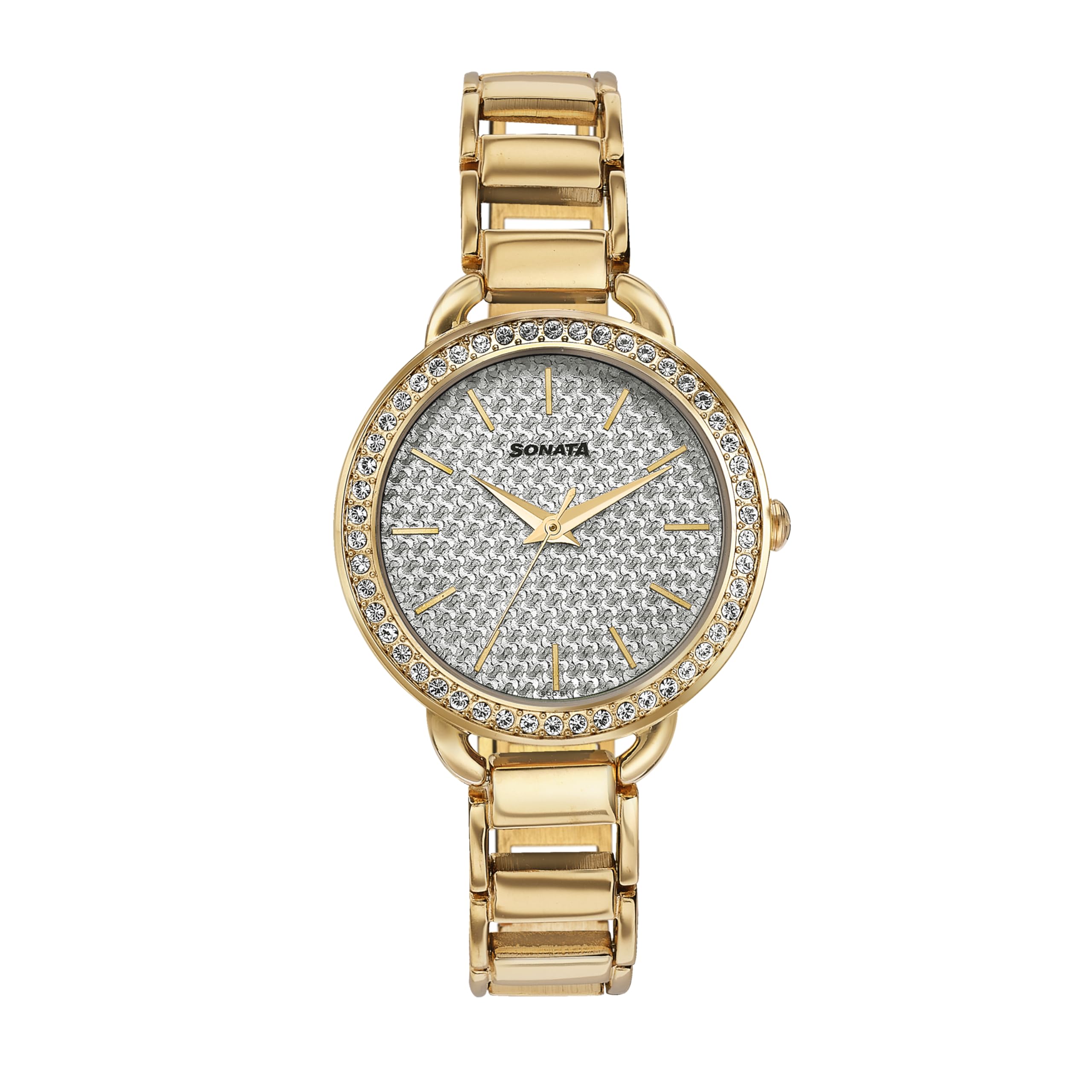 Sonata Wedding Bling Quartz Analog Silver Dial Rose Gold Metal Strap Watch for Women-87052WM04 (B0D585WCVG) Amazon Price History, Amazon Price Tracker