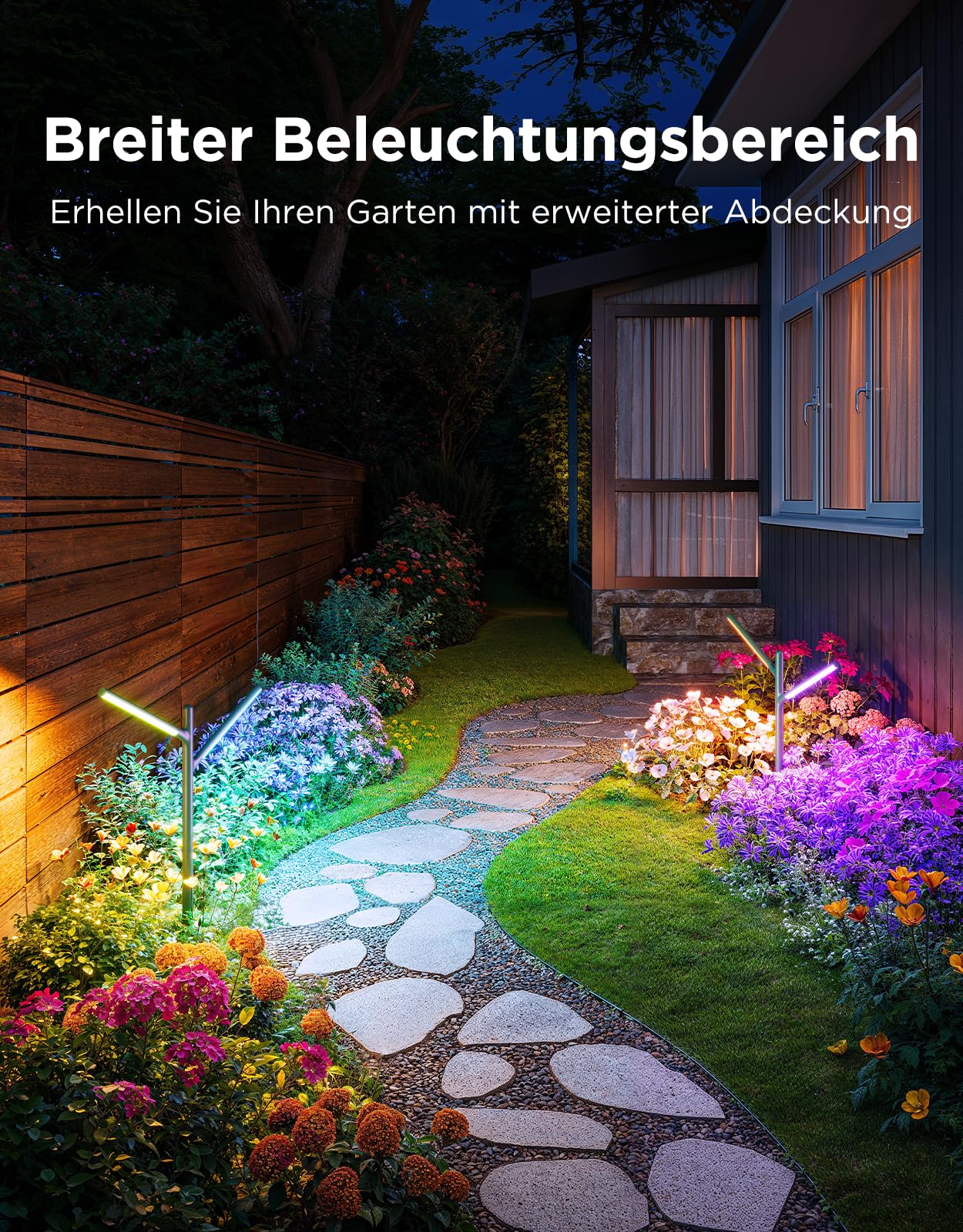 Govee RGBWWIC Gartenleuchte, 1100lm 16M DIY-Farben, CRI 94, IP66 Metall | 1100lm 2700-6500K, 3x2.5m Coverage, 30-90cm DIY Höhe, 64 Scenes, 20,000h life, Alexa Matter Kompatibel, Branch-style design