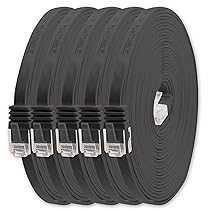 1aTTack.de 1m – nero – 5 pezzi – Cavo di Rete Ethernet Cat6 Piatto Lan Gigabit RJ45 Cat 6 compatibile Cat5 Cat5e Cat7 Cat8