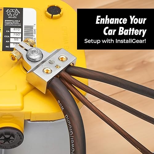 Miniatura 6 de InstallGear Terminales de batería de calibre 048 o 10 con cuñas, conectores positivos y negativos, para conectores de terminales de batería de
