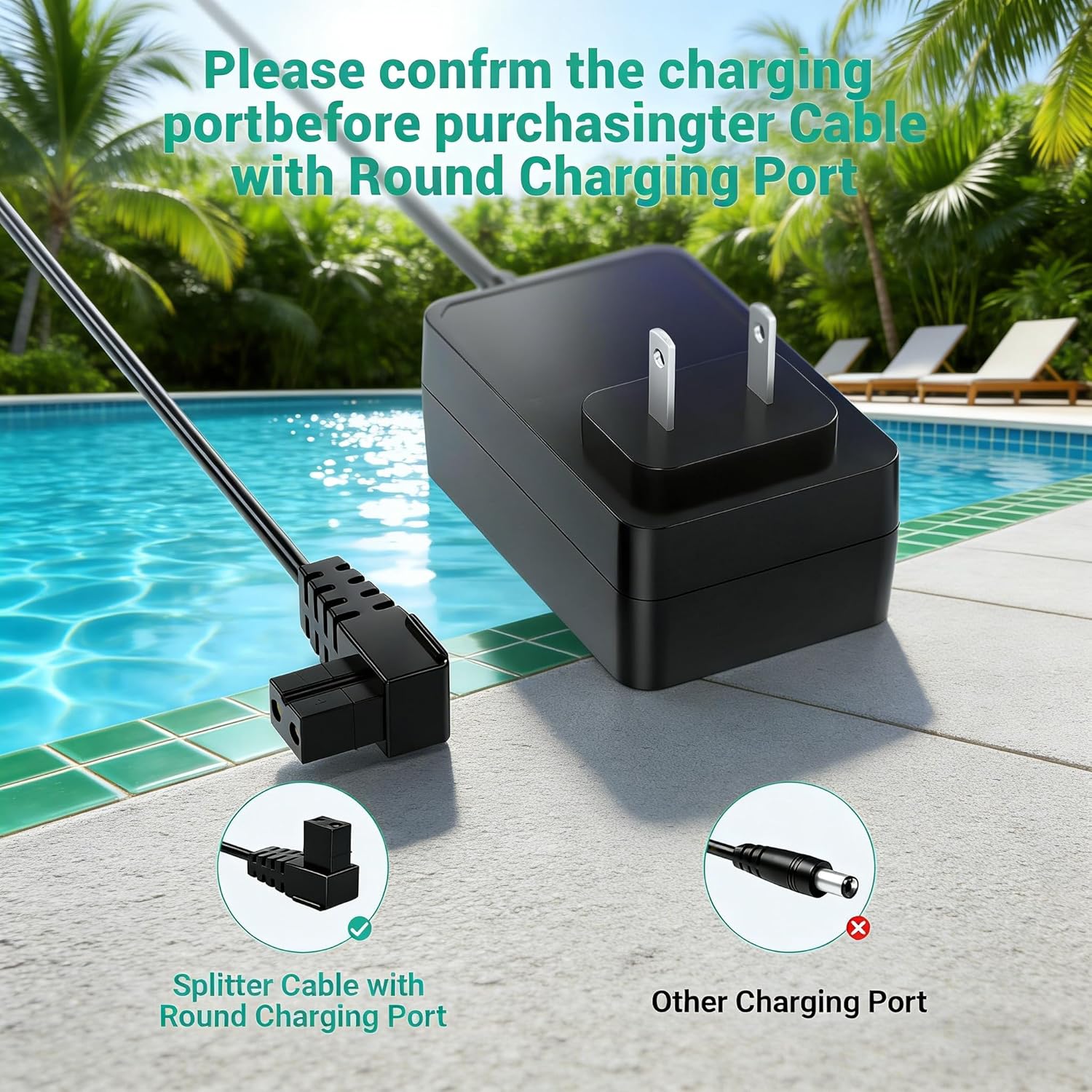Lnauy Charger Compatibility with Wybot Osprey 200 Robot Pool Cleaner Replacement WY1102 Cordless Robotic Pool Vacuum Power AC/DC Adapter