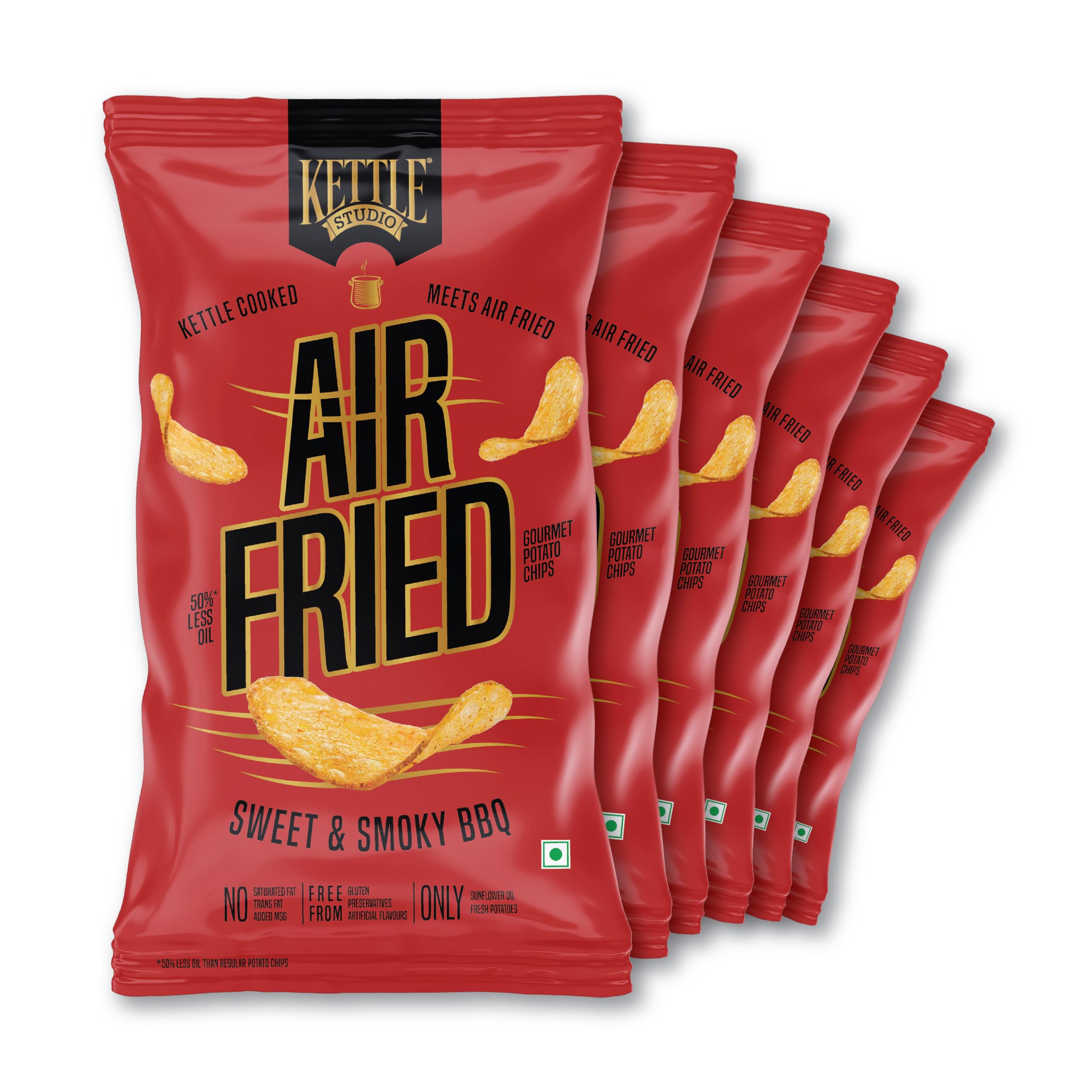Kettle Studio | Air Fried Potato Chips | Sweet & Smoky BBQ 80g | Pack of 6-image-46