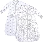 Mama Cheetah Couverture bébé, 0.5 TOG Sac de couchage en coton biologique, Transition Swaddle Sack avec 2-Way Zipper, jeune fille garçon, XXL (24 à 48 mois)