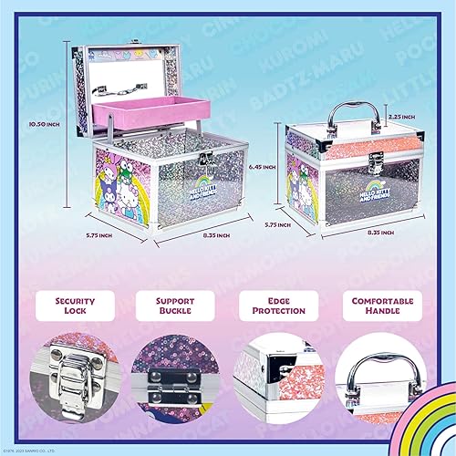 Miniatura 8 de Hello Kitty & Friends - Juego de maquillaje de Townley Girl Train Case para niños, incluye brillo de labios, brillo de ojos, esmalte de uñas,