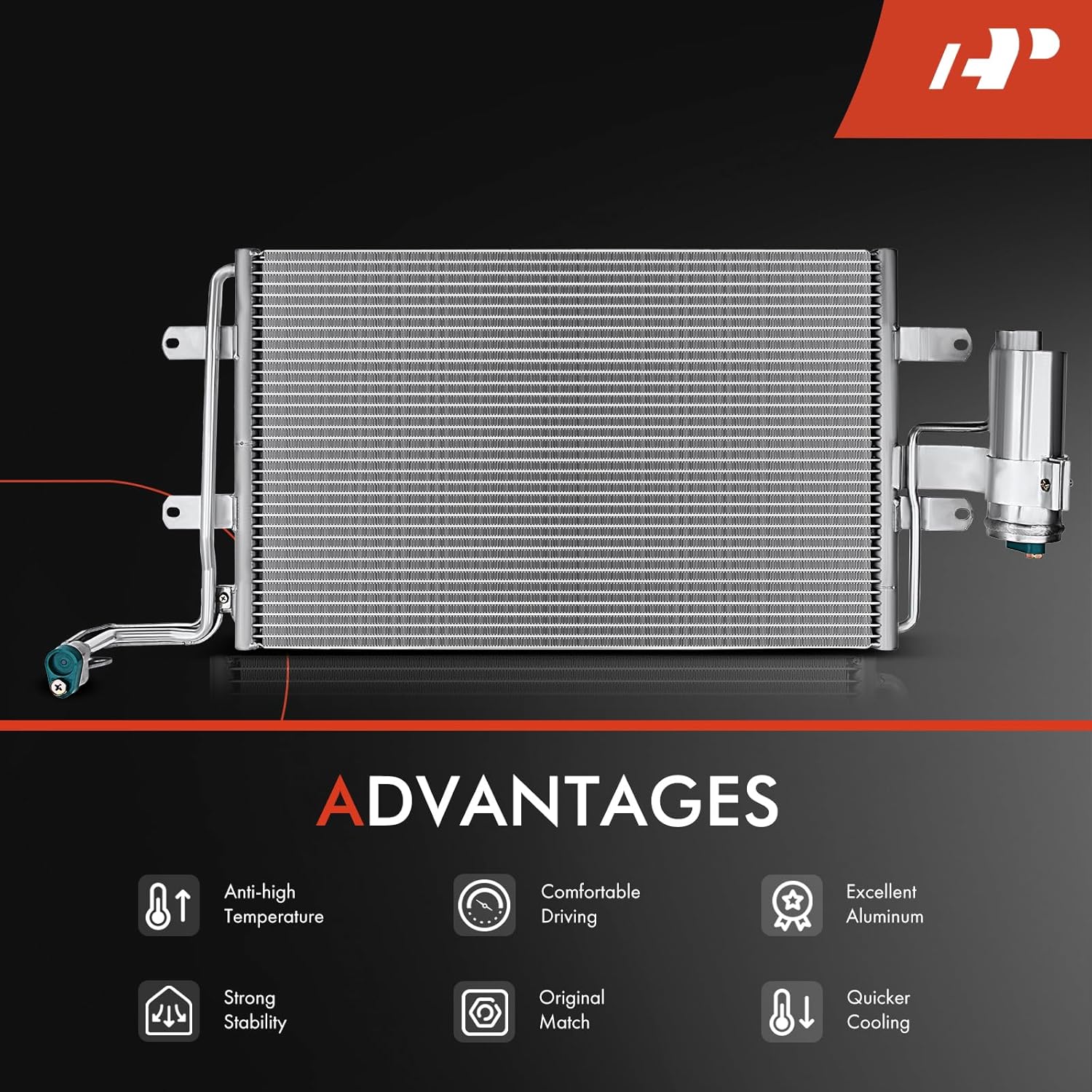 A-Premium Air Conditioning A/C Condenser Compatible with Volkswagen Jetta Golf 1999-2005, Beetle 1998-2005 & Audi TT 2000-2006, TT Quattro 2000-2005