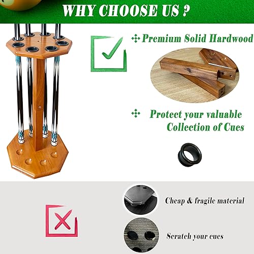 Miniatura 6 de Soporte para tacos de billar independiente, accesorios para mesa de billar con capacidad para 8 tacos, soporte para tacos de billar, soporte de