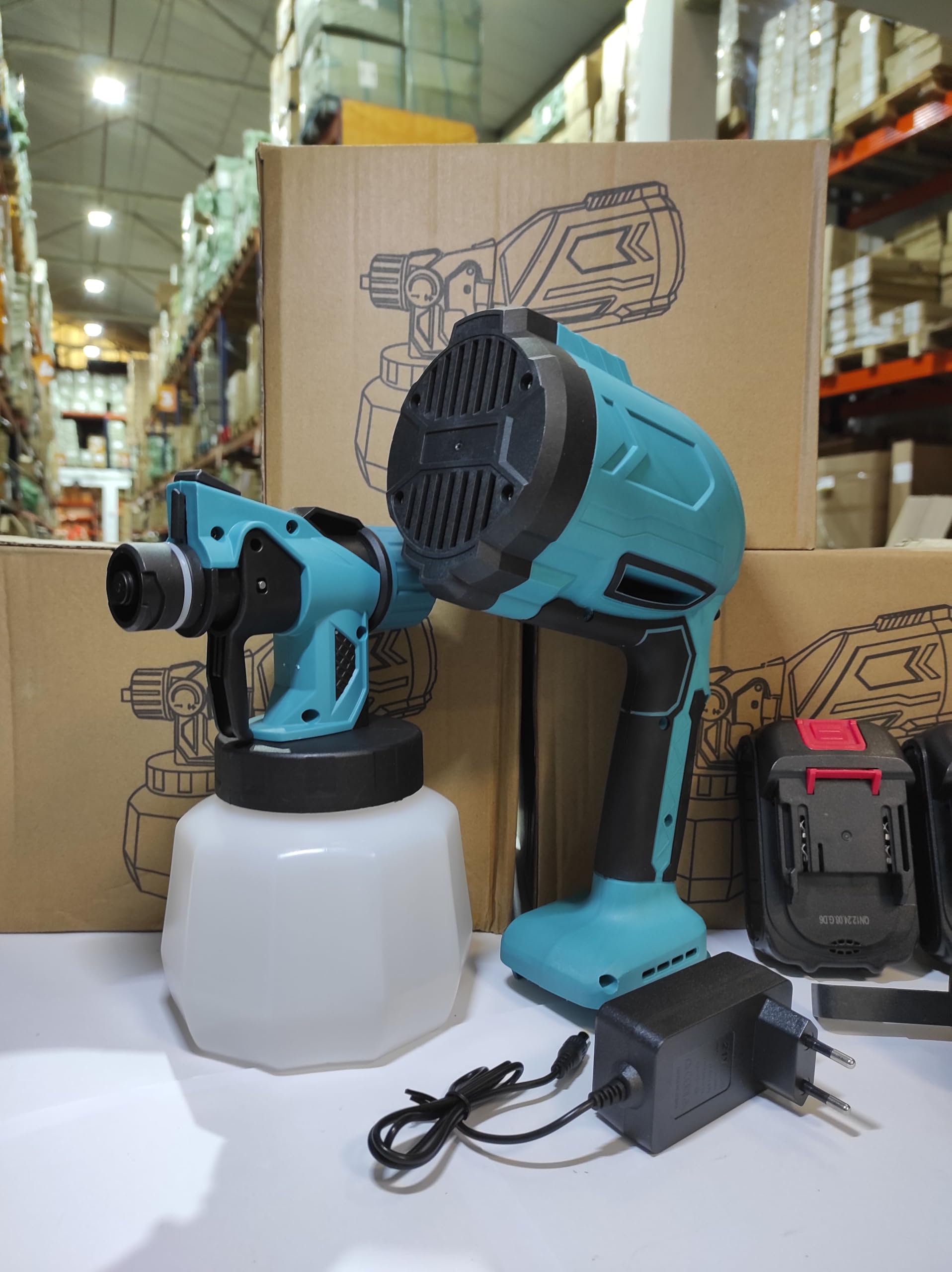 MayMax Pistola de Pintar Electrica Inalambrica con Doble Bateria - Pulverizador de Pintura Portatil Recargable para Paredes Muebles Vallas Interior y Exterior