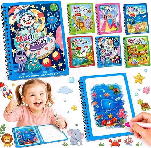 Tangdudu Lot de 6 Livres de Coloriage Magique à l'Eau avec Stylos Remplissables