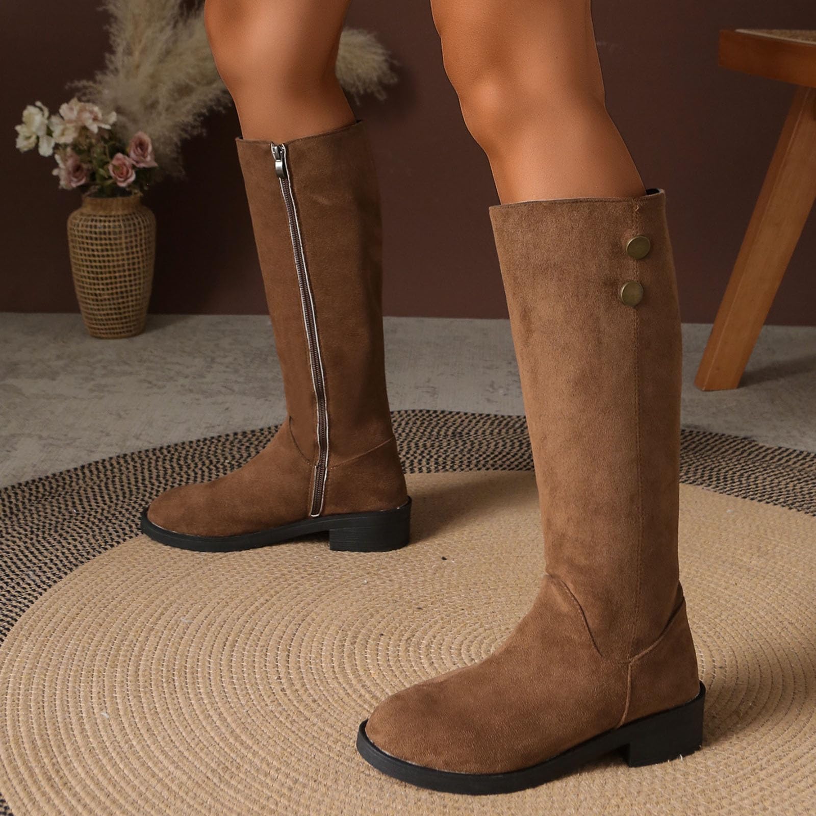 Stivali Da Equitazione Da Donna In Pelle Scamosciata Boots Con Cerniera