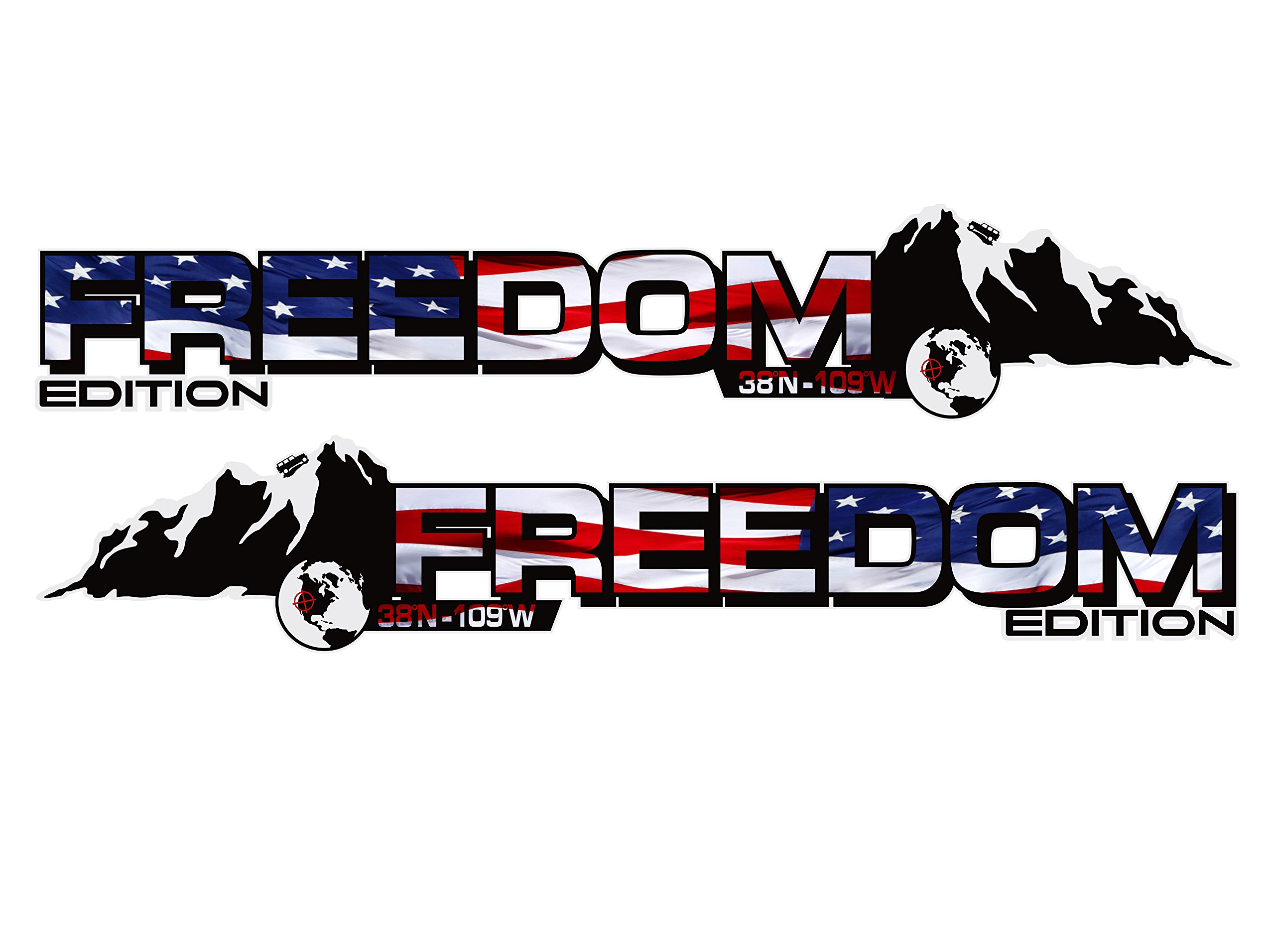 Tower Decals2 x Off-Road Freedom Edition Hood Rocky Mountain Full Color Fits Jeep Wrangler