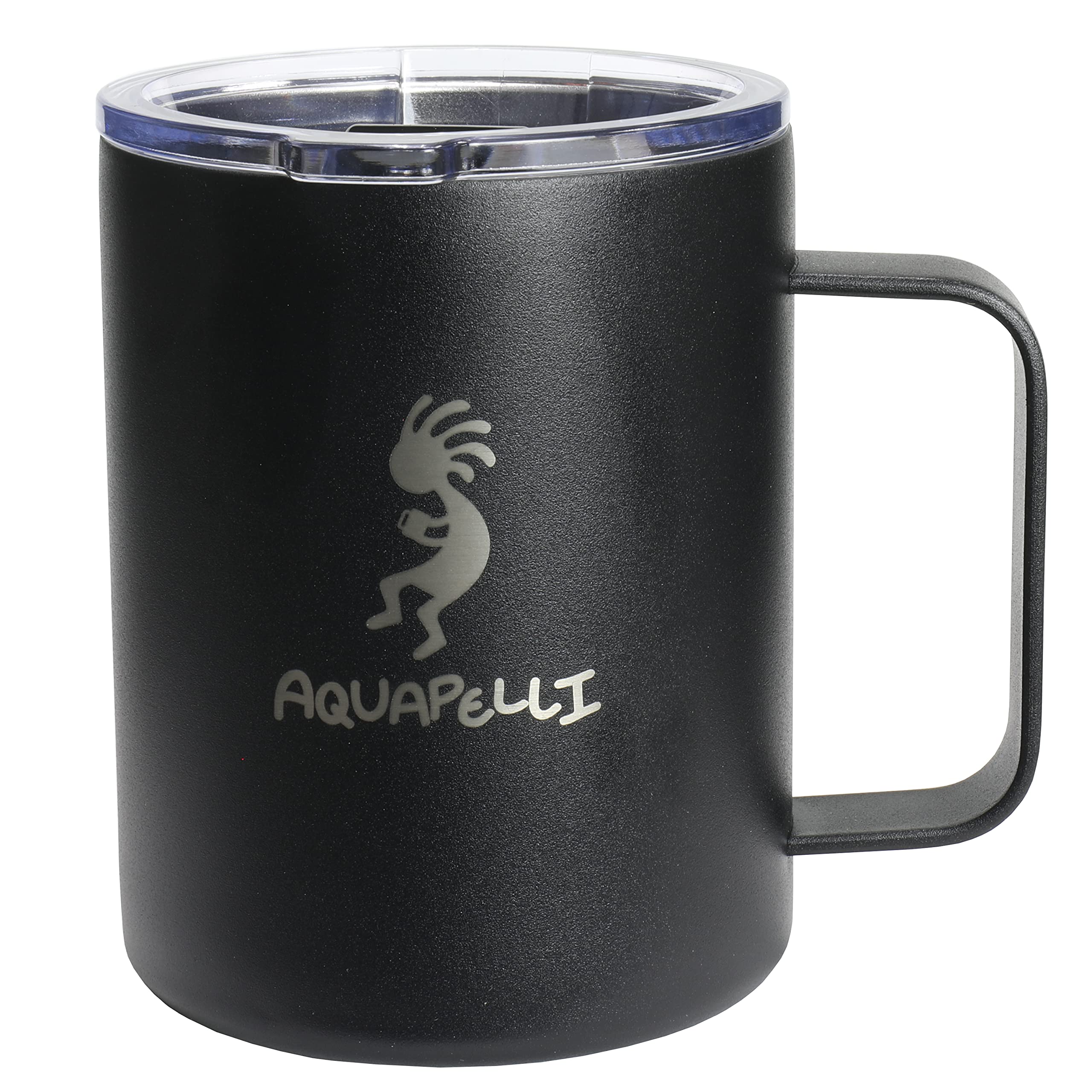 Aquapelli Vacuum Insulated Mug with Handle, 12 Ounces, Midnight Black