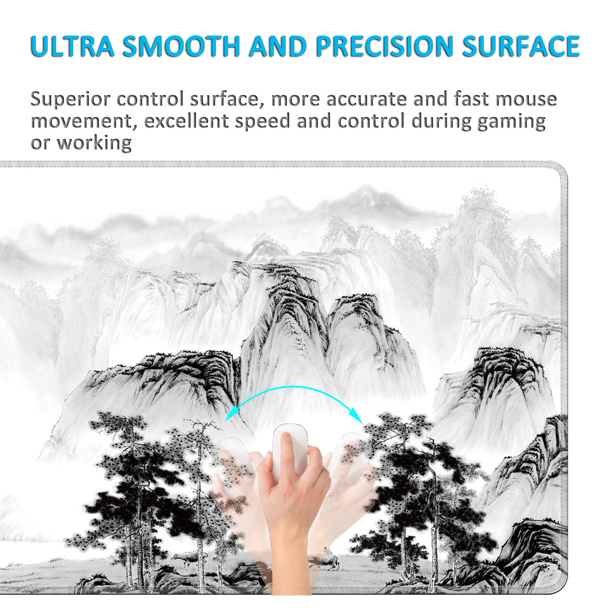 LL-COEUR Übergröße Gamer Mäusepad mit Motiv 140x60x0,3cm, XXL Tastaturunterlage Verbessert Präzision und Geschwindigkeit (Landschaft 2, 1400x600x3mm)
