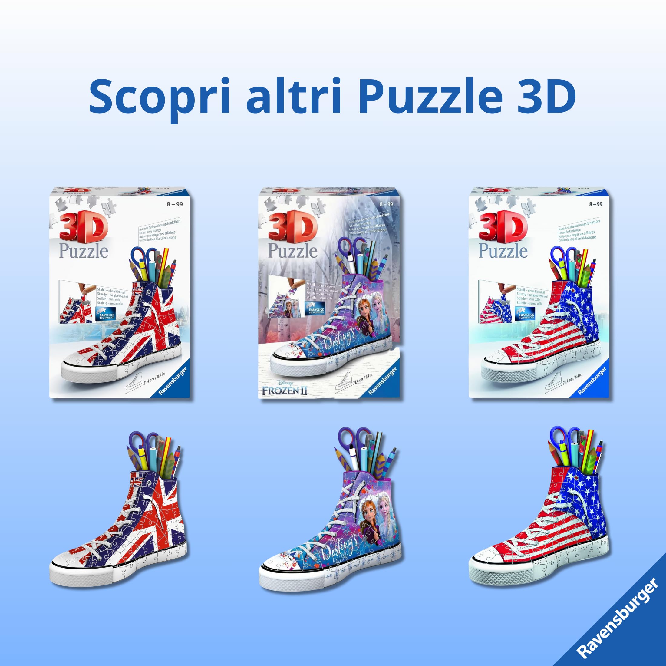 Ravensburger - Puzzle 3d Portapenne Sneaker Sonic | Puzzle 3d Bambini A Partire Dagli 8 Anni | Modellismo Da Costruire Bambini Di 108 Pezzi | Regalo Bambino 8 Anni E Più