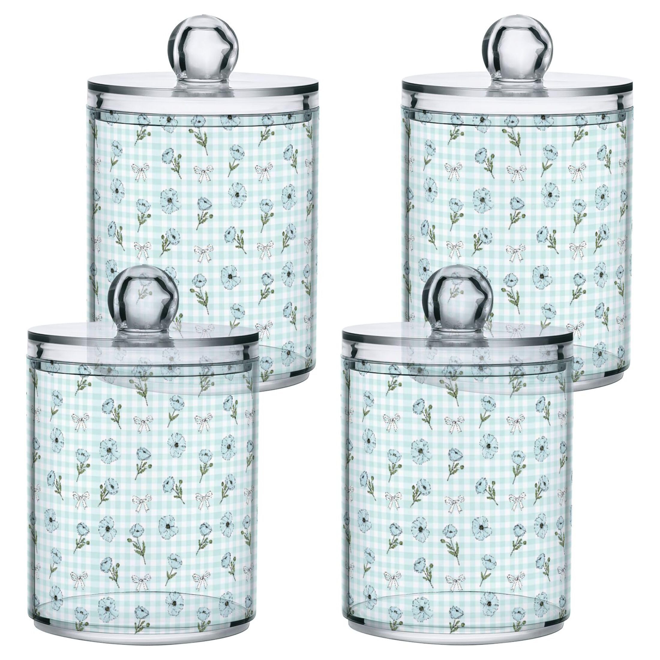Organizador para maquillaje y baño con tarros de plástico decorados estilo boticario