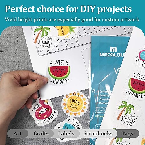 Miniatura 6 de MECOLOUR Papel adhesivo brillante imprimible para impresora de inyección de tinta e impresora láser 8.5 x 11 pulgadas, papel adhesivo de vinilo