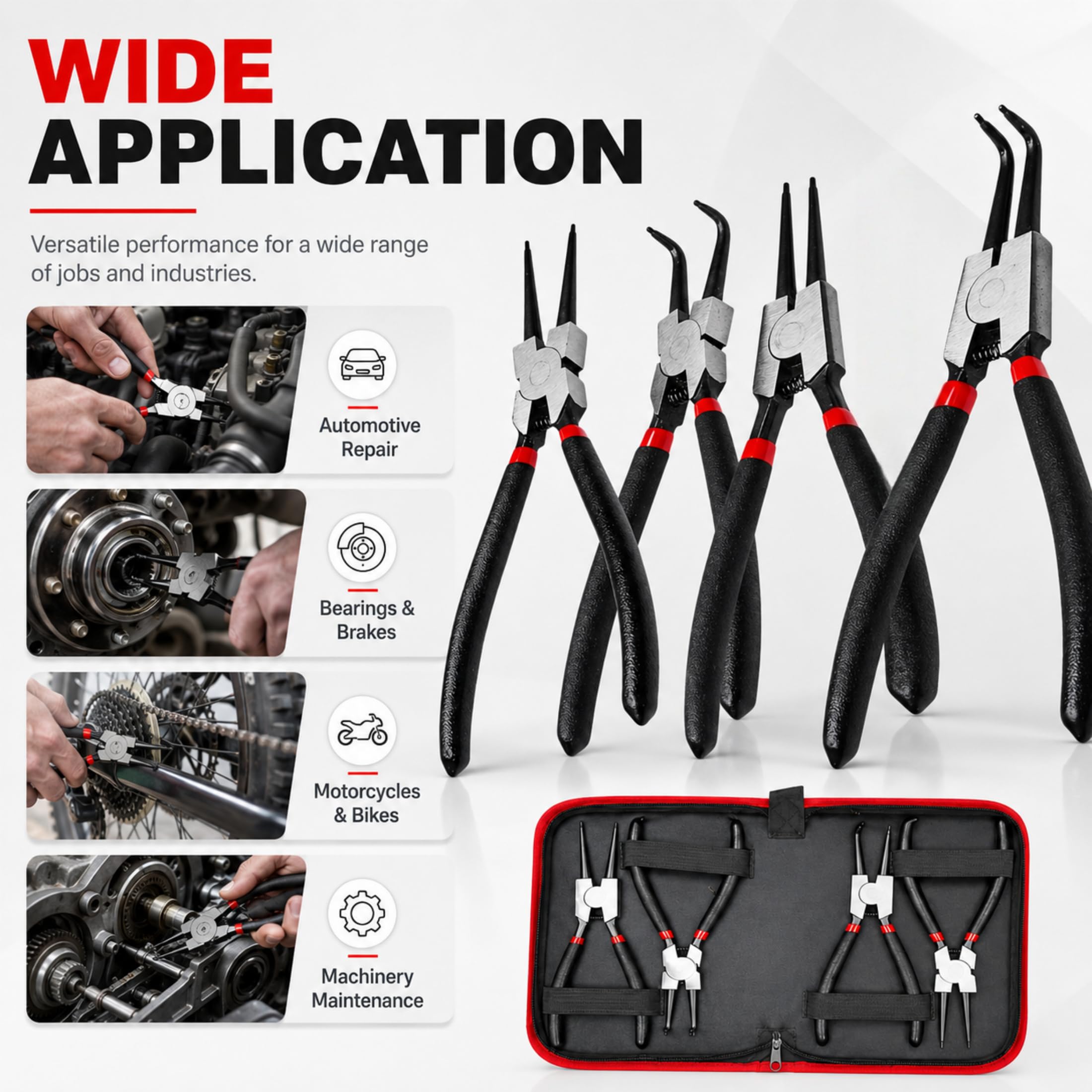 Snap Ring Pliers Set - 4PC Heavy Duty Circlip Pliers -2