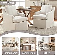 Vista 9 de VKNOW Upholstered Dining Chairs Set of 2, Modern Kitchen Chairs Dinner Chairs with 4 Casters, Linen Armchair for Bedroom Reading Room Living Room