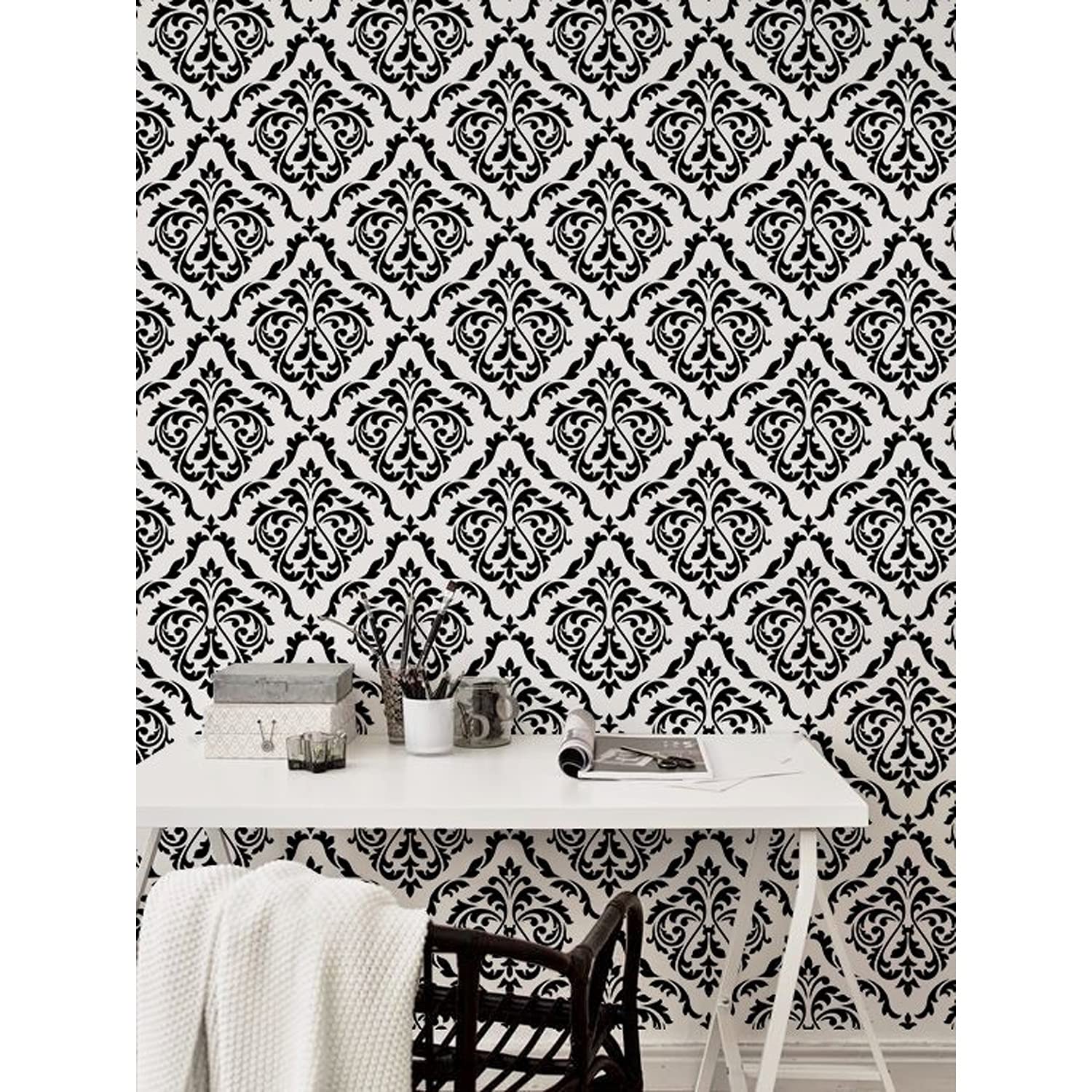 Papier peint latex Coloray au motif damassé floral pour une décoration haut de gamme