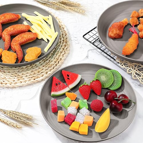 Miniatura 4 de Zopeal 15 platos de paja de trigo de 10 pulgadas, ligeros, irrompibles, platos de plástico reutilizables, aptos para microondas, para niños, niños y