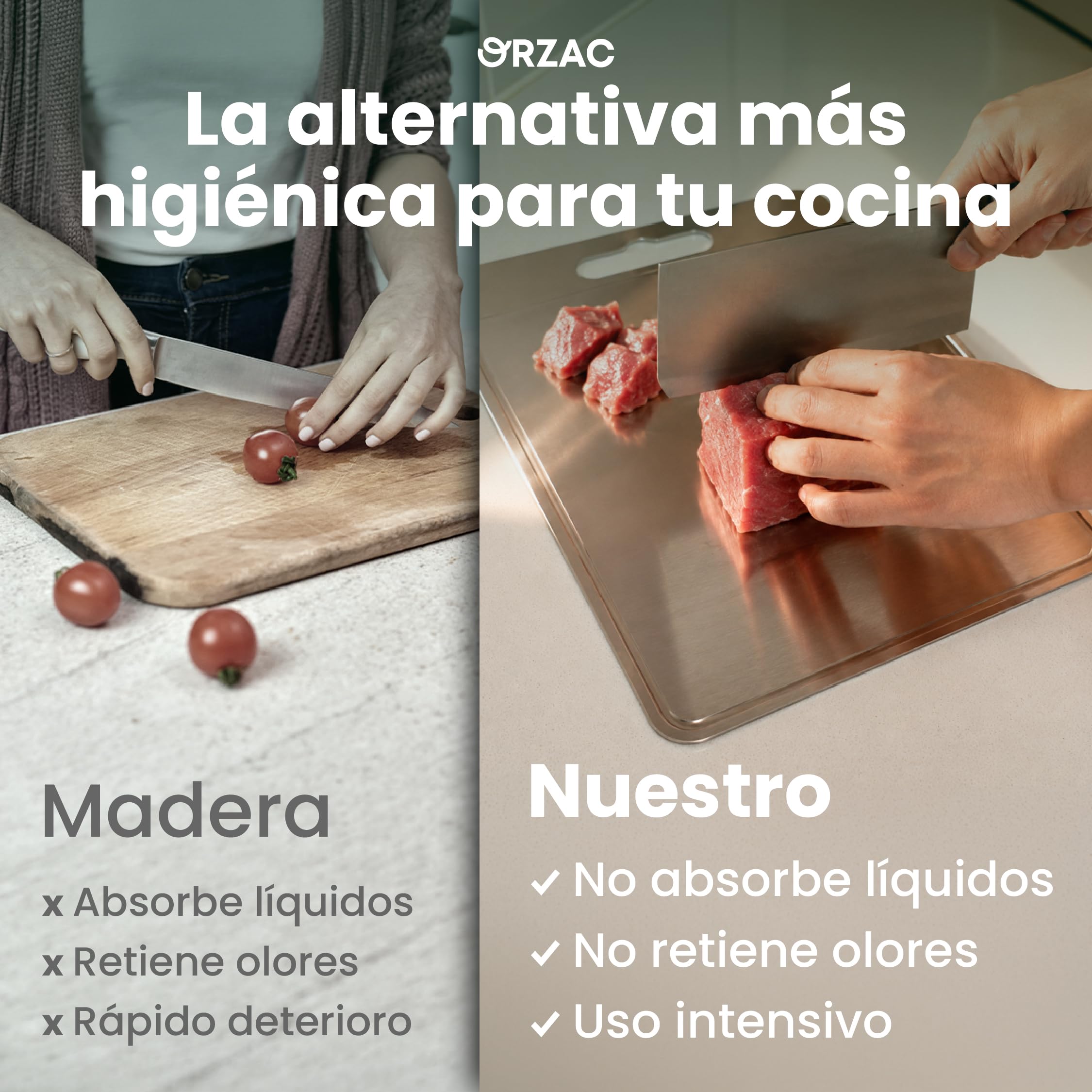 Tabla de Cortar Acero Inoxidable 2 Uds | 40x30 y 35x25 Cm