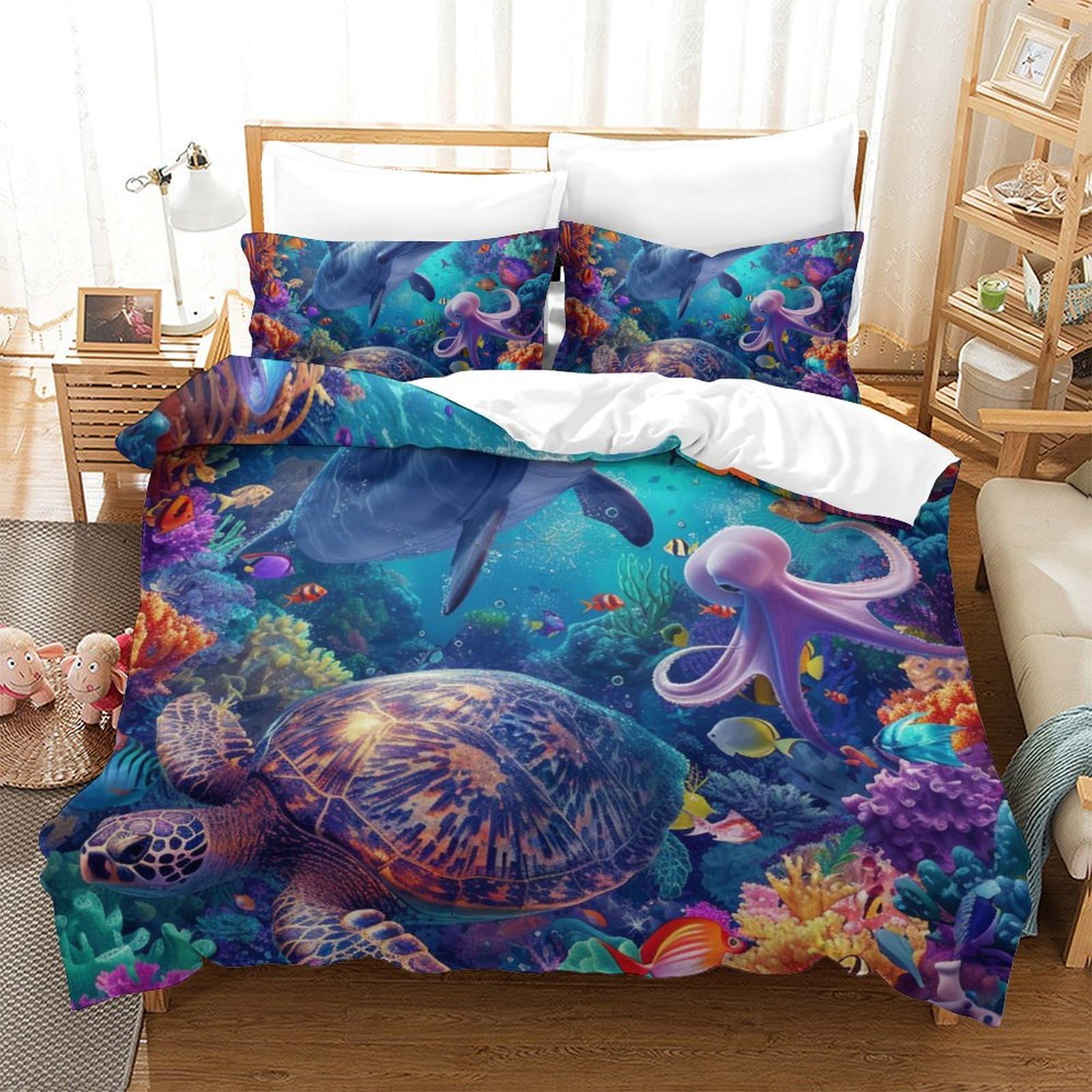 Housse de couette dauphin 3D en literie microfibre king size de qualité supérieure
