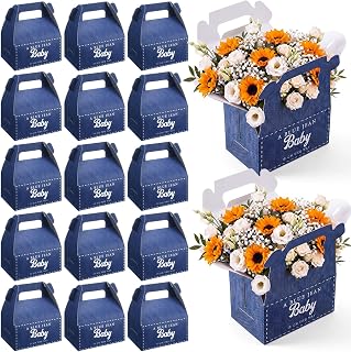 25 Pcs Blue Jean Baby Shower Boxes a Blue Jean Baby Is on the Way | Baby Shower Centerpieces for Welcome Babies Pregnancy Gift Denim Theme