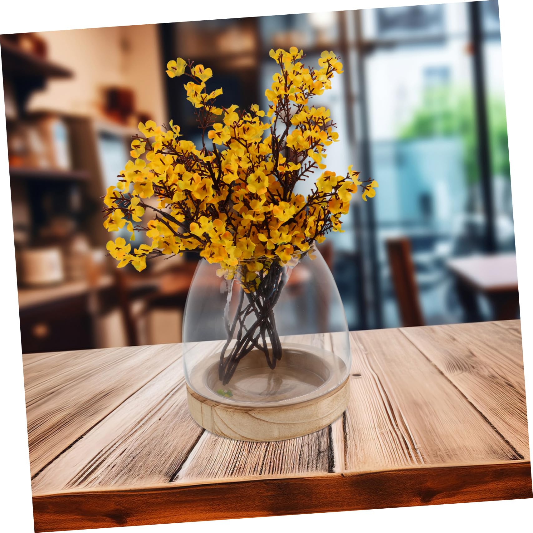 Vase Hydroponique Verre avec Base Propagation Eau Facile Décor de Table Élégant pour Plante Intérieur et Aquarium Miniature
