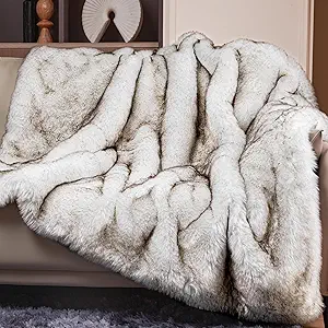 Touchat Luxury 1000GSM Faux Fur Throw Blanket, Super Heavy Thick Warm Cozy Blankets for Couch Bed Sofa, Plush Fuzzy Elegant Soft Reversible Mink Blanket for Living Room Bedroom, Queen Size,White