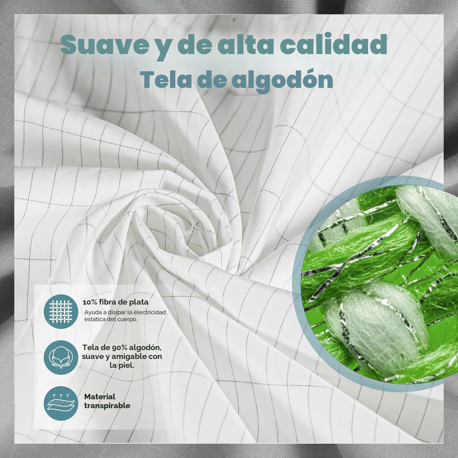 RIQINXIN Esterilla de Tierra Con Cable de Conexión, 150 x 200 cm, Transpirable, Fibra de Plata, Toalla Para la Salud, Producto de Puesta a Tierra Para Mejor Sueño, Beige