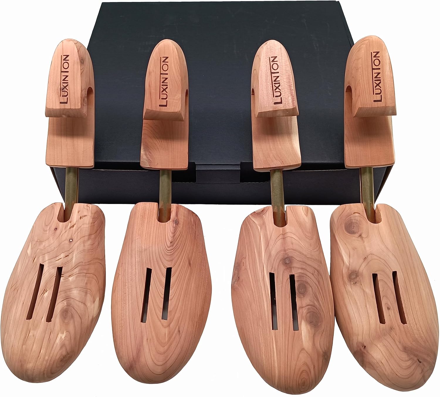Cedar Shoe Tree Keeper for Men Hudson 2-pack Shoetree Adjustable Shoe Shaper Wood Shoe(for 2 pairs of shoes)