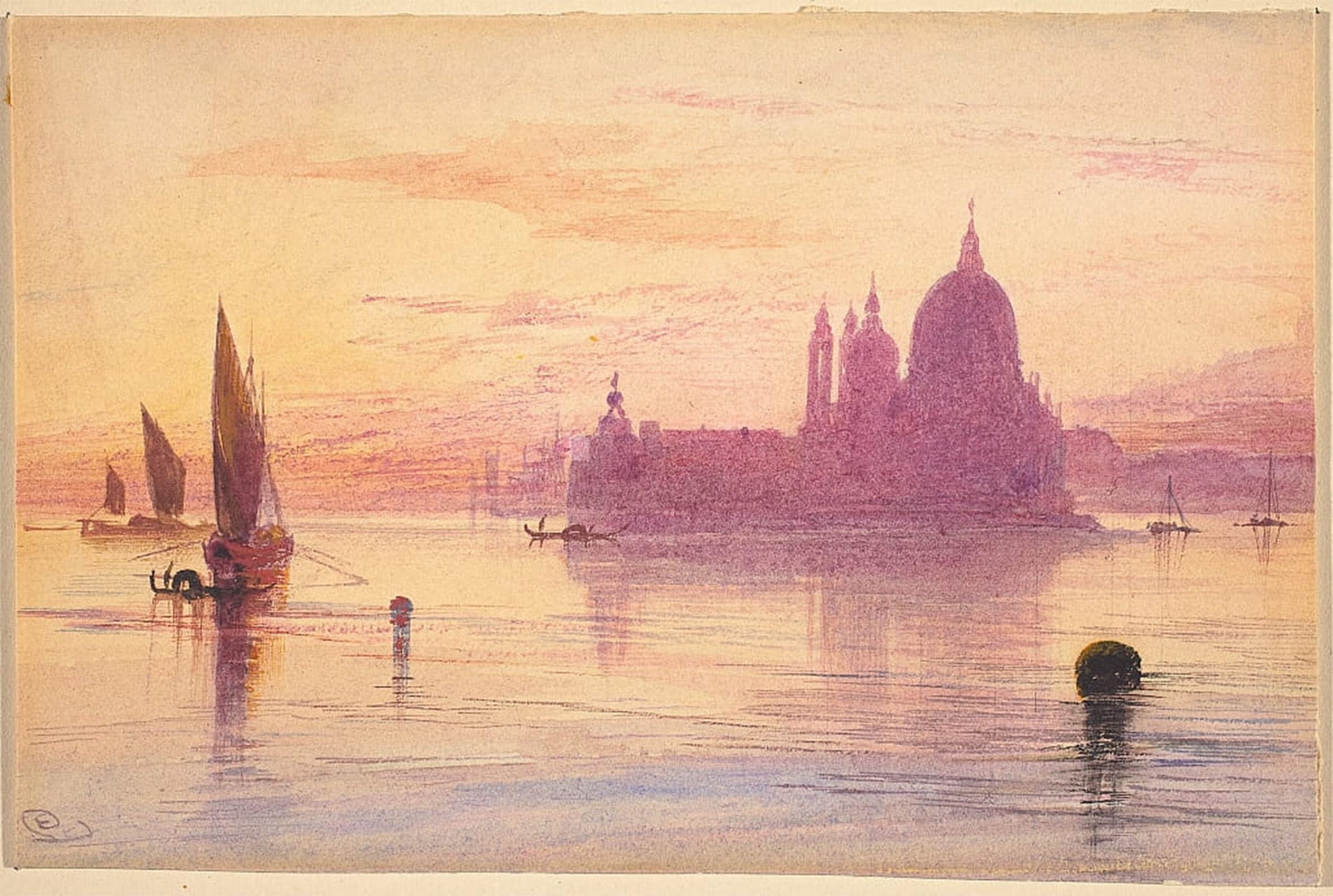 POSTERIIk Vintage Classic Picture Landscape Artwork Santa Maria Della Salute Venice At Sunset by Edward Leaars Portrait Canvas Painting for Office Home Decor 60x90cm