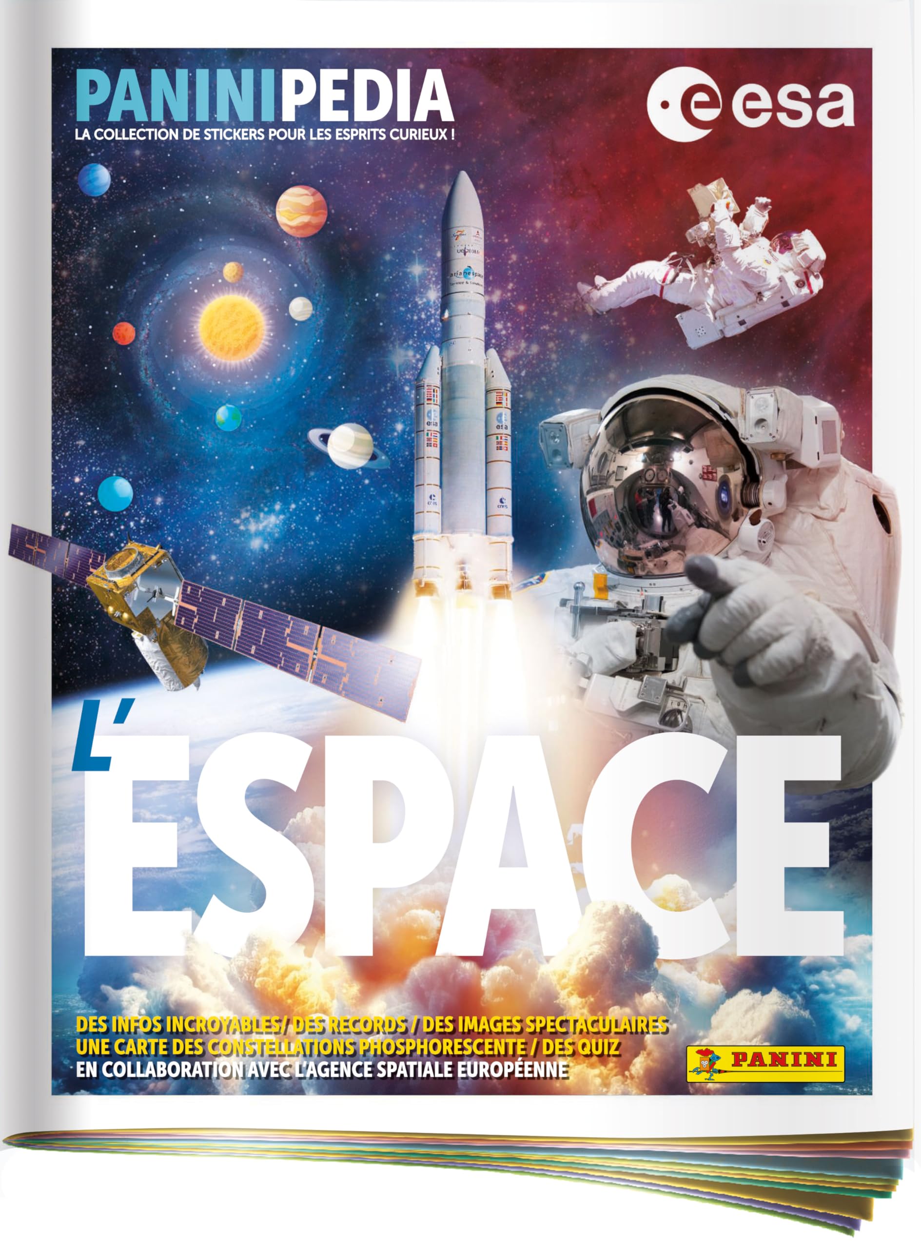 PANINIPEDIA Espace Pack Loisirs Album + 50 Pochettes De Stickers - 250 Stickers Exploration Spatiale