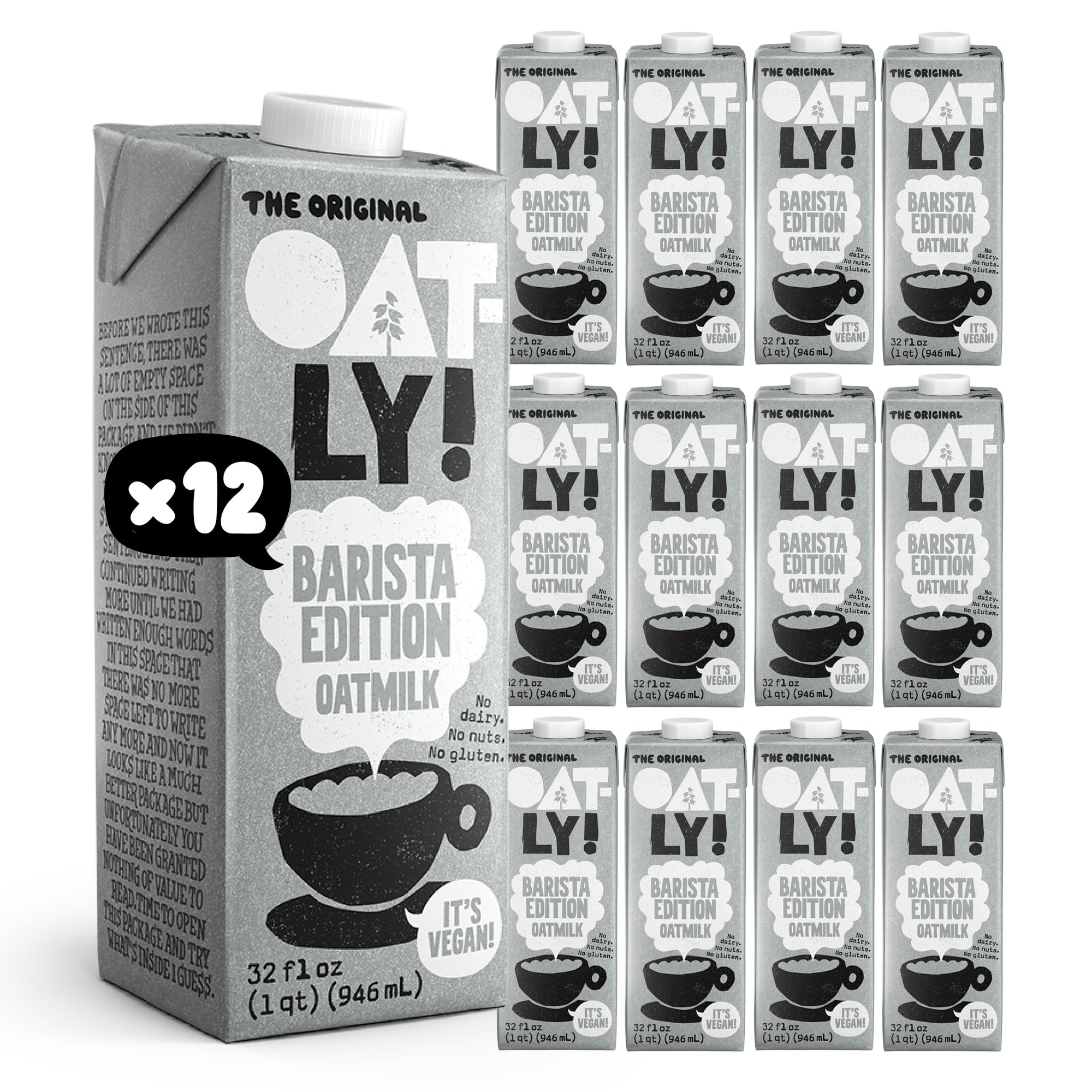Oatly Barista Edition Oatmilk, 32 Ounce (12 Pack)