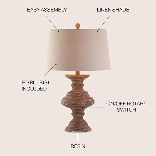 Miniatura 4 de JONATHAN Y JYL1001A Scarlett - Lámpara de mesa LED de resina de 26.5 pulgadas, lámpara tradicional de transición, mesita de noche, lámpara para