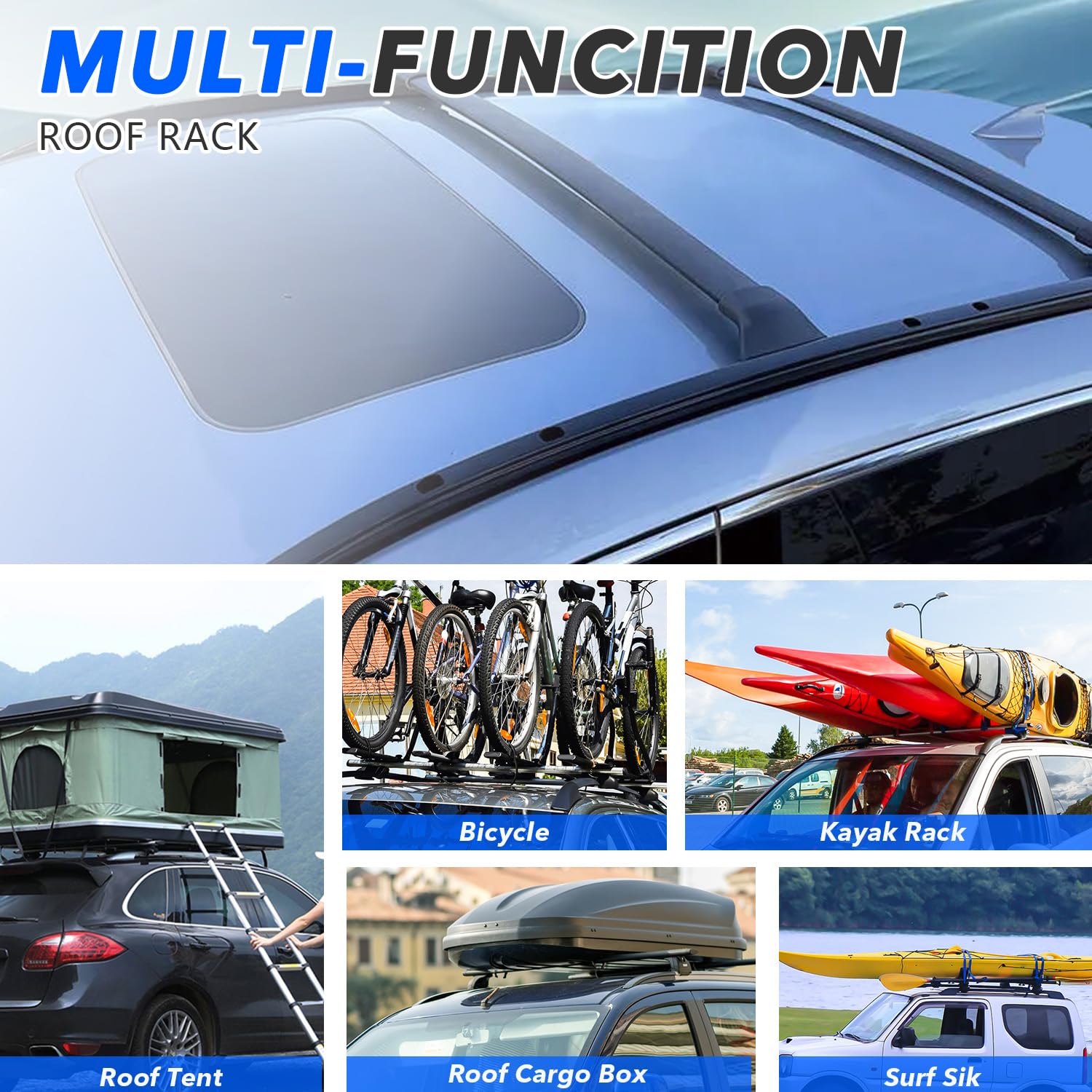 Roof Rack Cross Bars for 2016-2023 Mazda CX-9 CX9 Black Cargo Baggage Luggage Roof Rack Crossbars (Models with Factory Roof Rails)