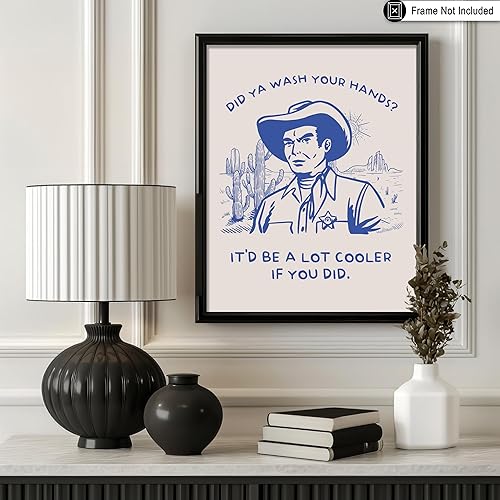Miniatura 3 de Poster Master Blue Did Ya - Póster con estampado retro de vaquero - Arte occidental - Arte moderno - Decoración de pared de baño humorística -