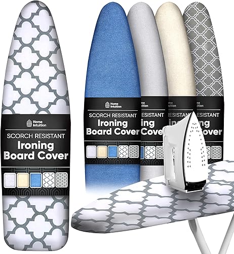 Miniatura 12 de Home Intuition Funda para tabla de planchar extra gruesa y almohadilla de hierro resistente a la quema con cierre de velcro y borde elástico, 15 x