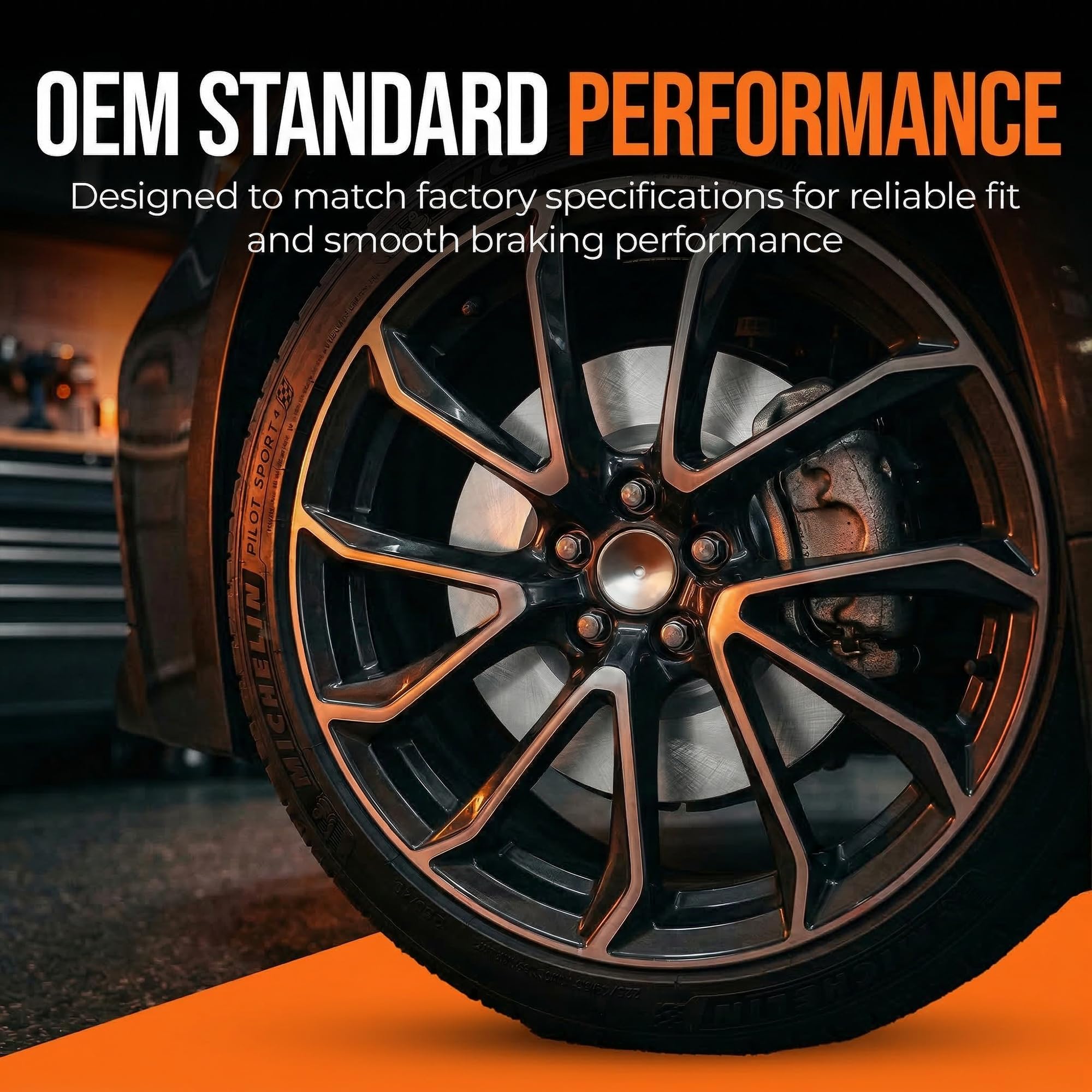 MAX Advanced Brakes Brake and Rotor Kit Front & Rear for 2016-2021 Hyundai Tucson, 2017-2022 Kia Sportage (w/Manual Parking Brake) | Carbon Ceramic Pads & Rotors | OE Replacement Brake Kit — view 6