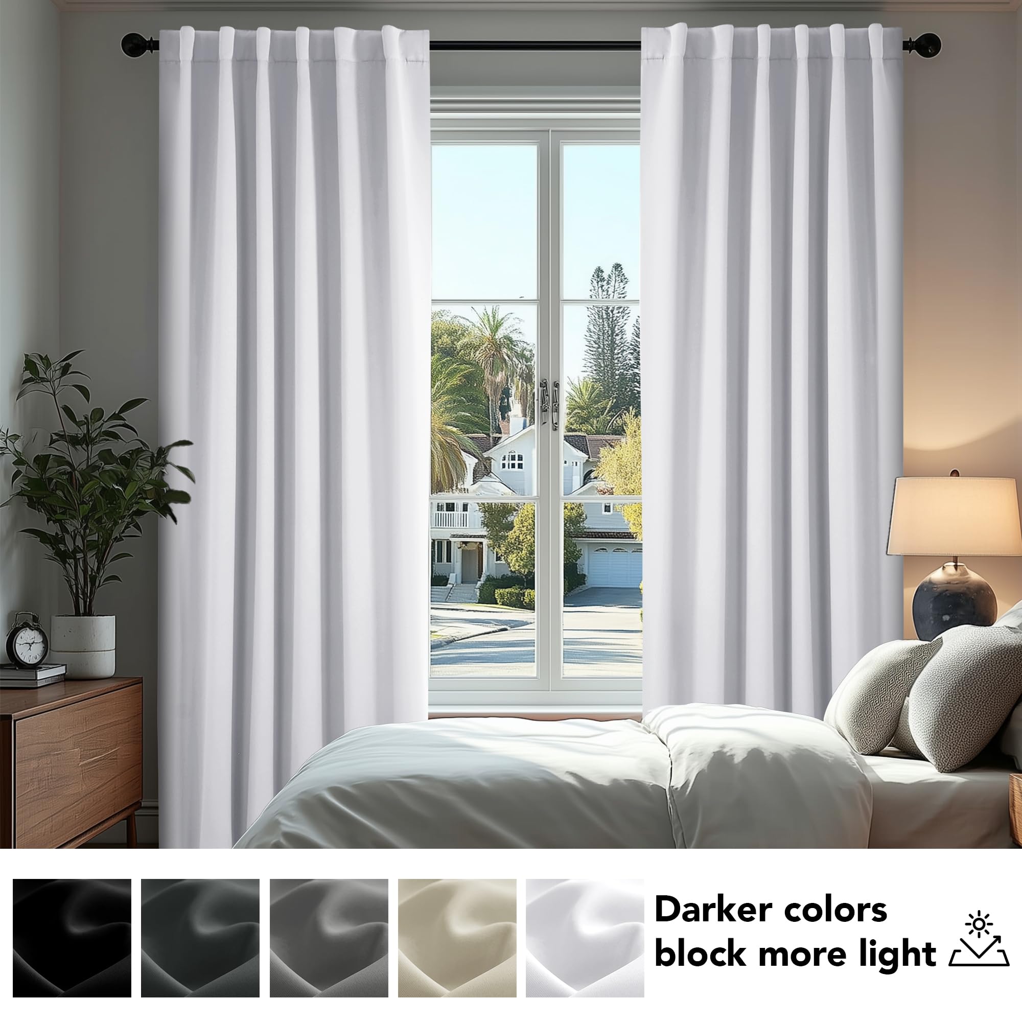 Deconovo Verdunkelungsvorhänge Blickdichte Gardinen mit Kräuselband Schlaufen Vorhang 3-in-1 Thermo Vorhänge gegen Hitze Curtains für Wohnzimmer Schlafzimmer, H240 x B55 cm, Silber Grau, 2er Set