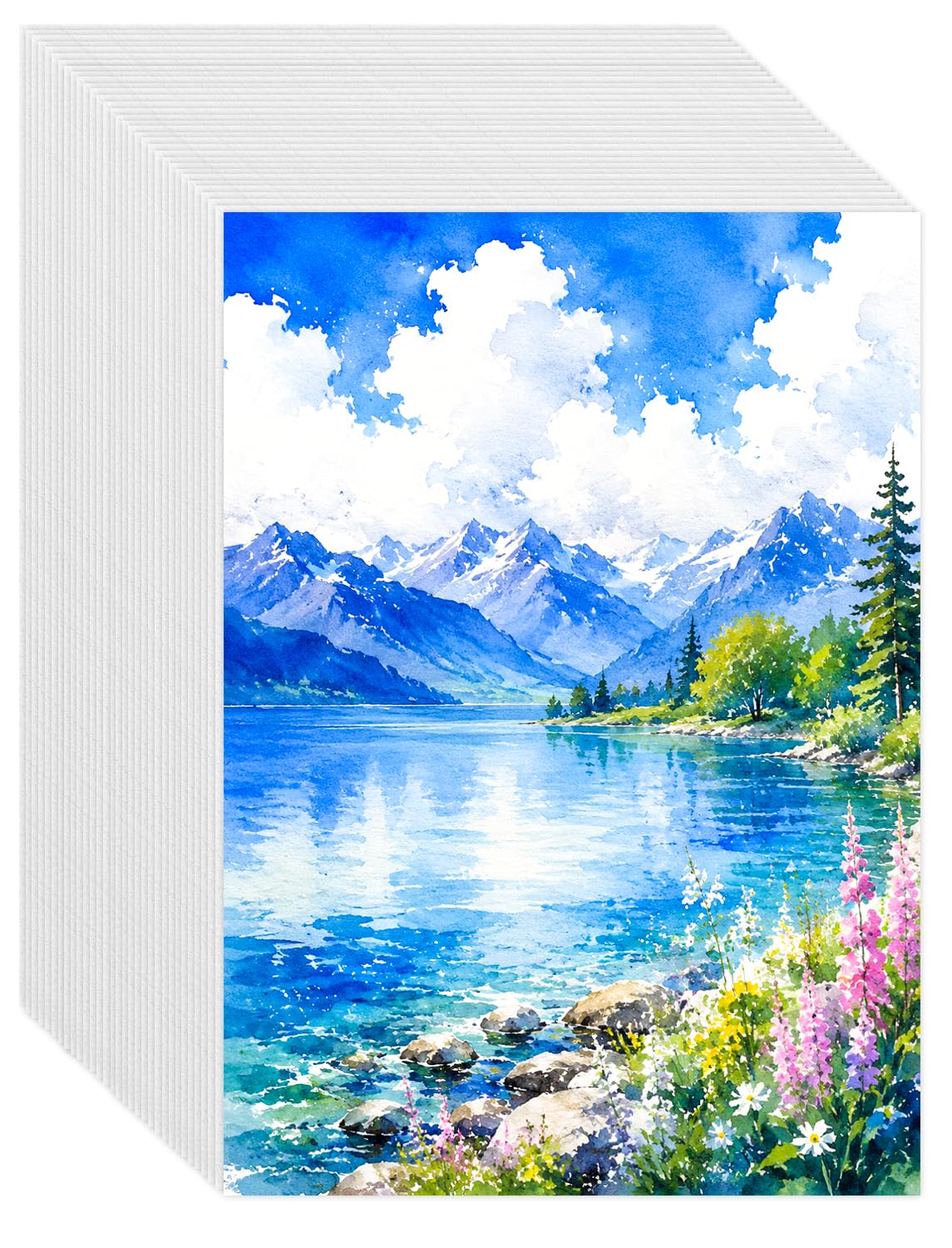 82 Sheets Watercolor Paper Bulk 5"x7", 110lb/230gsm Cold Press Thick, White | Water Color…