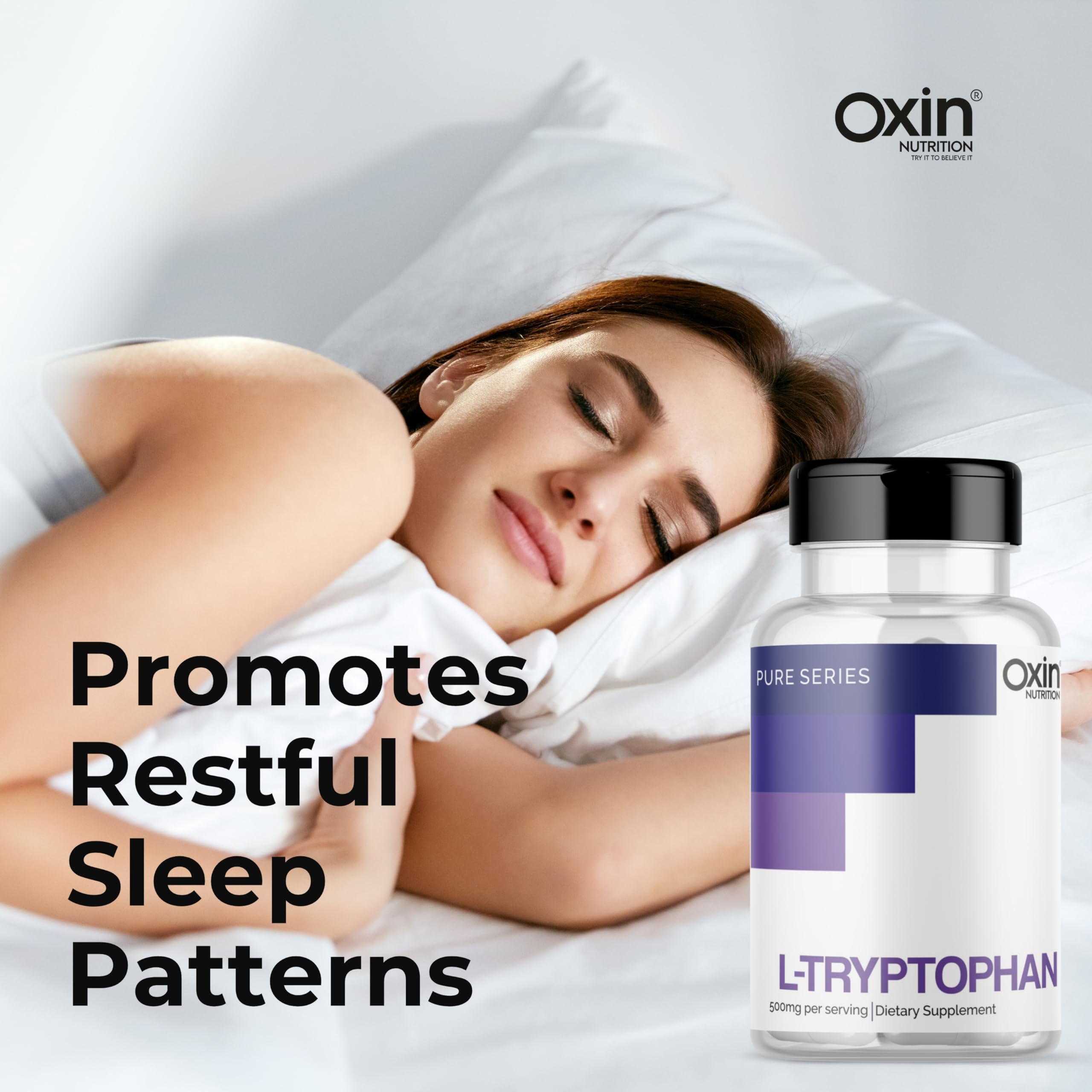 Oxin Nutrition L Tryptophan 500mg Capsule Pure Series Supports Restful Sleep and Relaxation (90 Capsules) — Amazon image 6