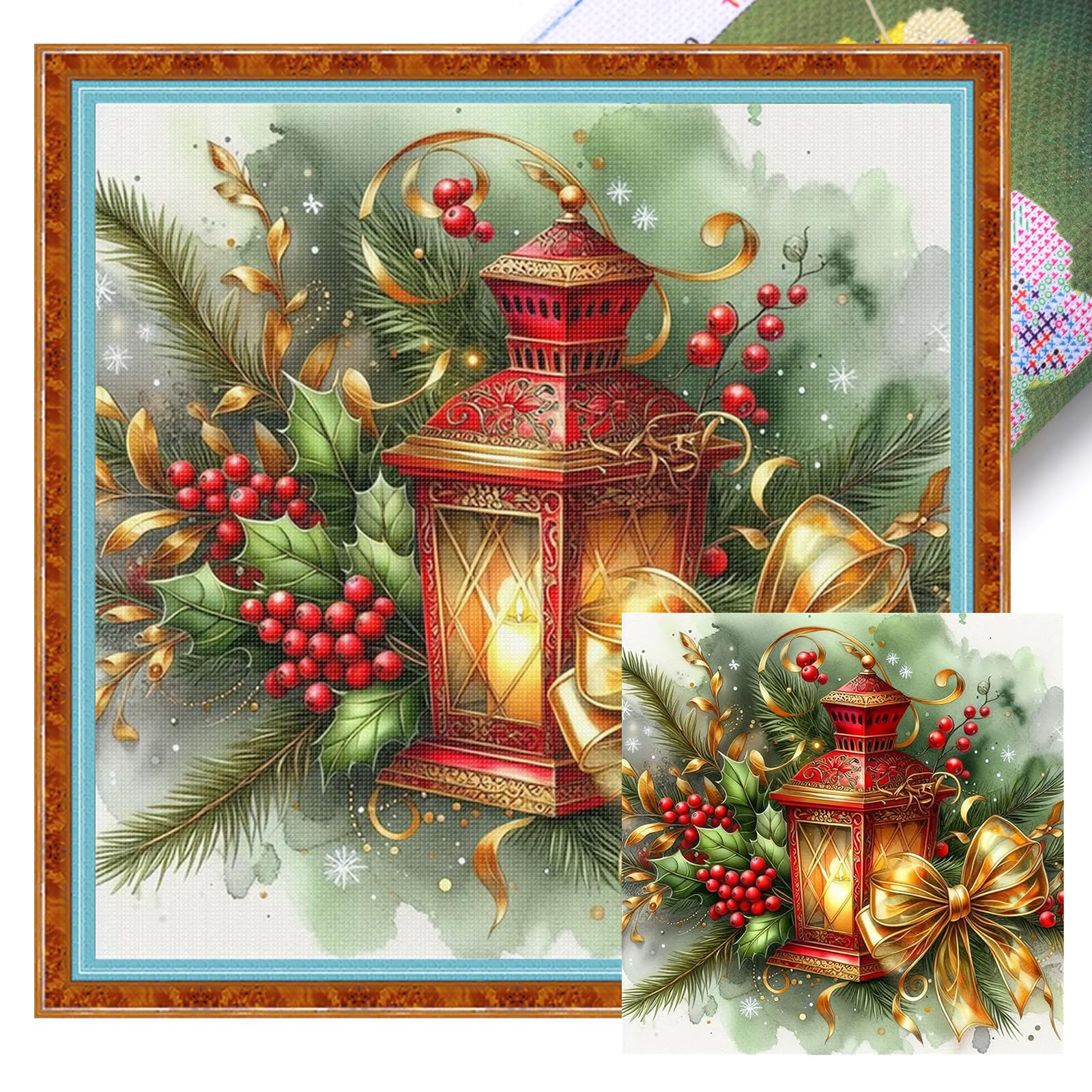 POETRYDRAW Christmas Lights Full 11CT DIY Stamped Cross Stitch Kits 40x40cm Home Decor (11CTACC-12504 C 40X40)